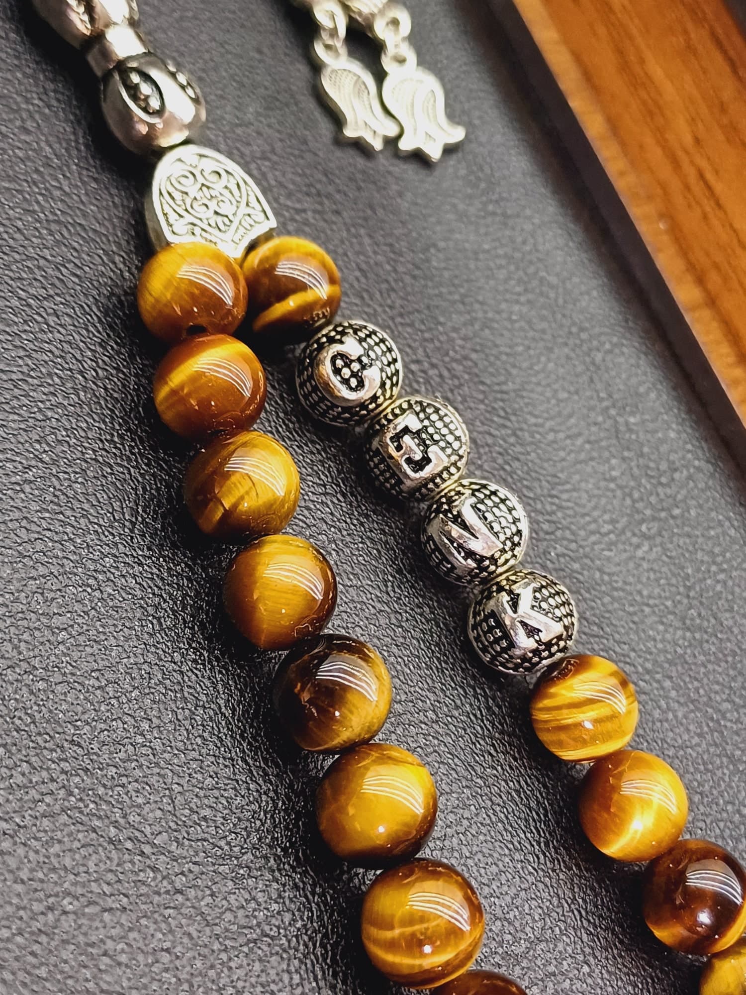 Customized Natural Stone Tesbih, 33 islamic misbaha, Real Gemstone Prayer Beads