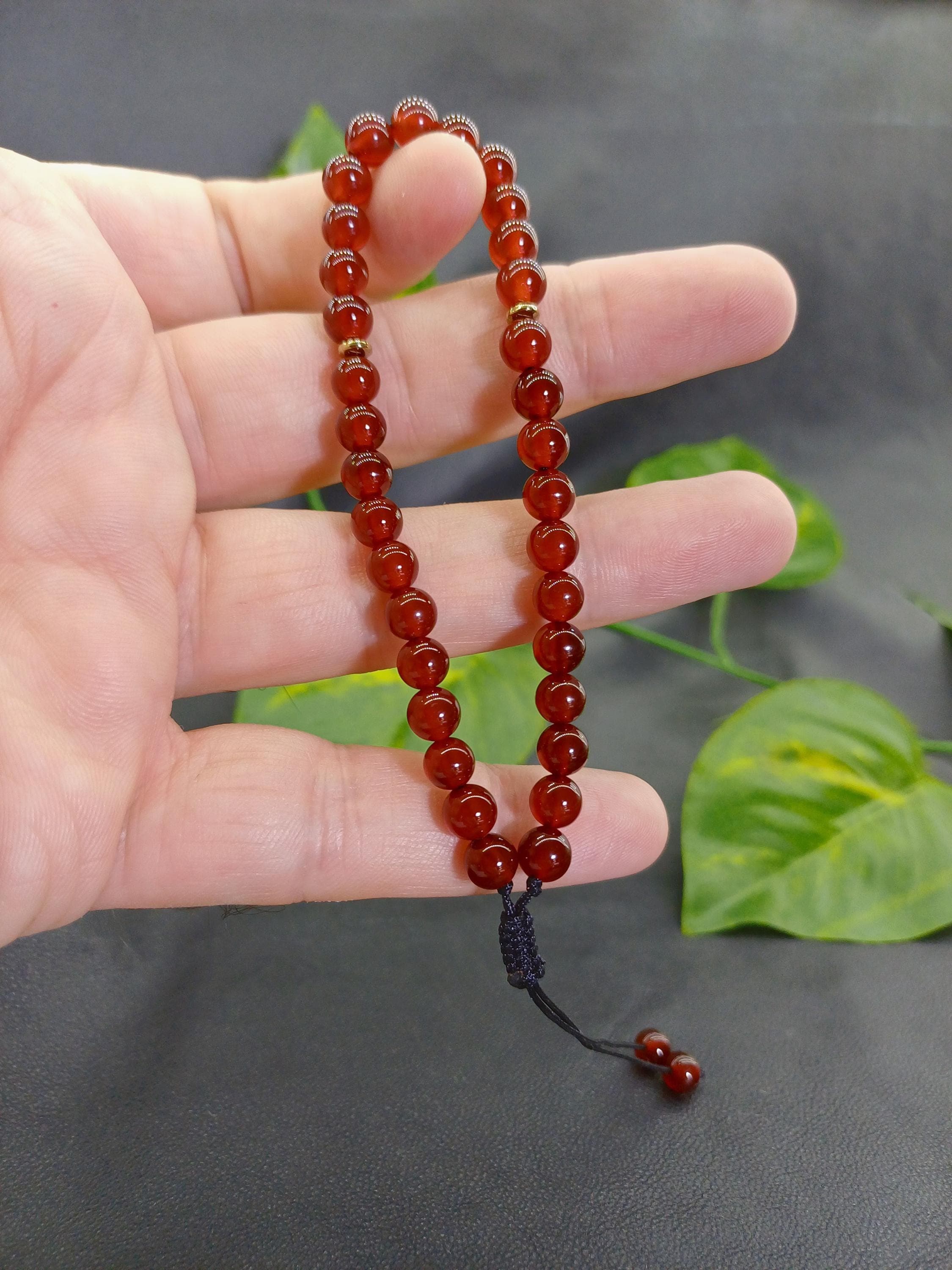 Carnelian 33 Bead Tasbih Bracelet, Red Agate Prayer Beads - image 3
