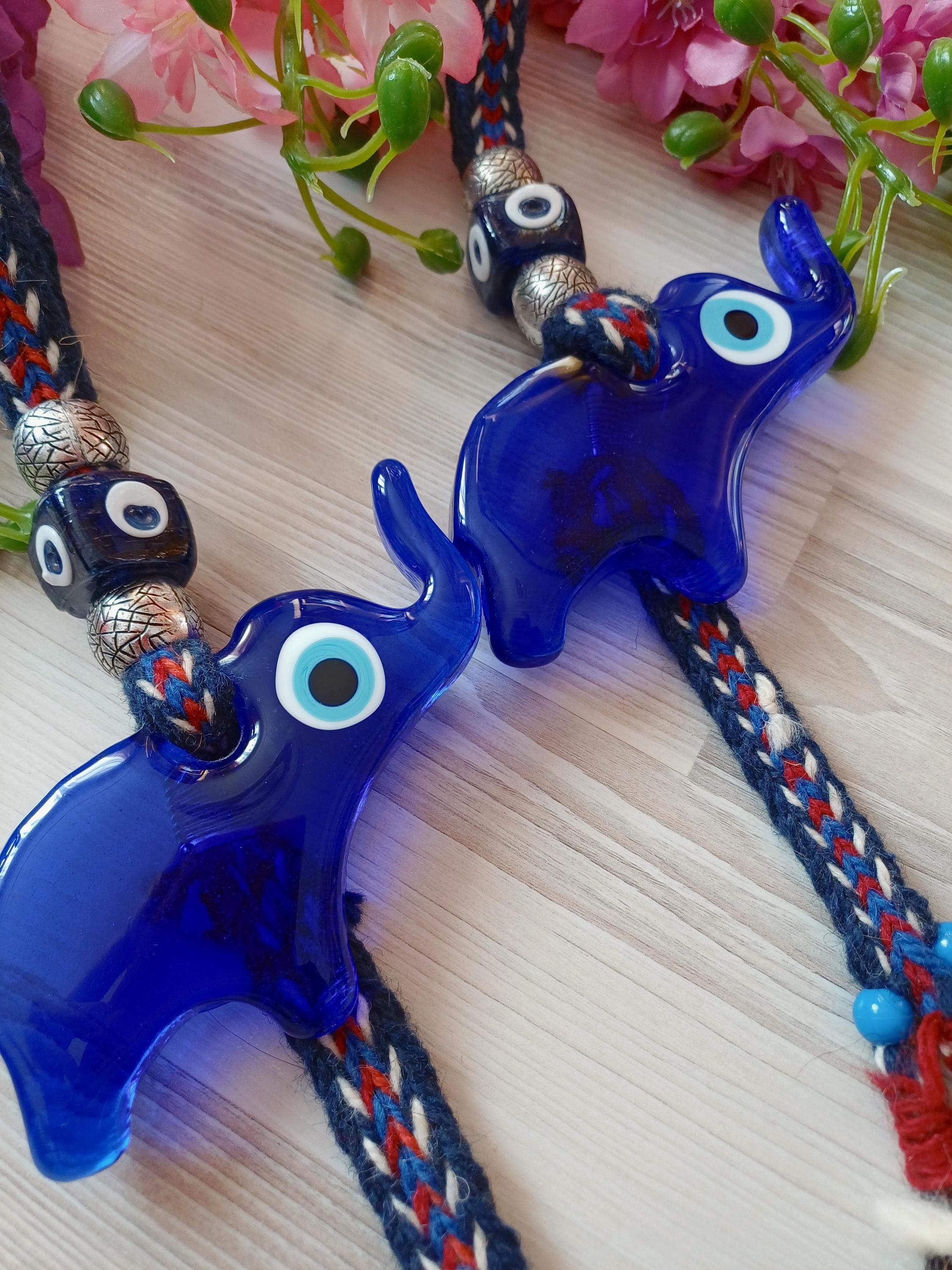 Elephant Evil Eye Wall Hanging, Blue Home Amulet - image 5