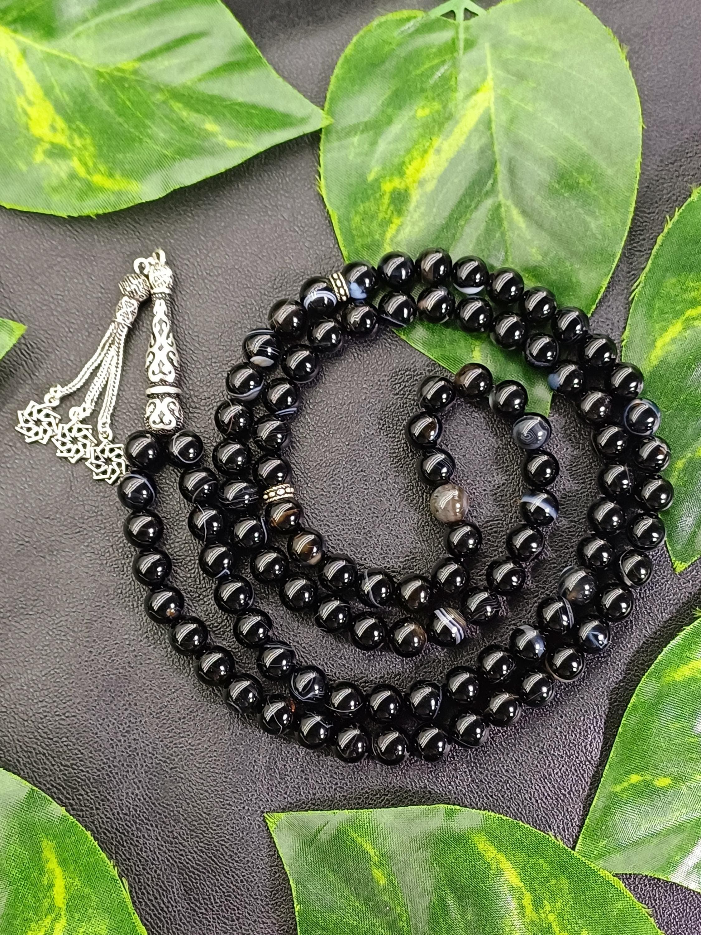 925 Silver Black Agate Tasbih: Turkish Islamic Prayer Beads - image 4