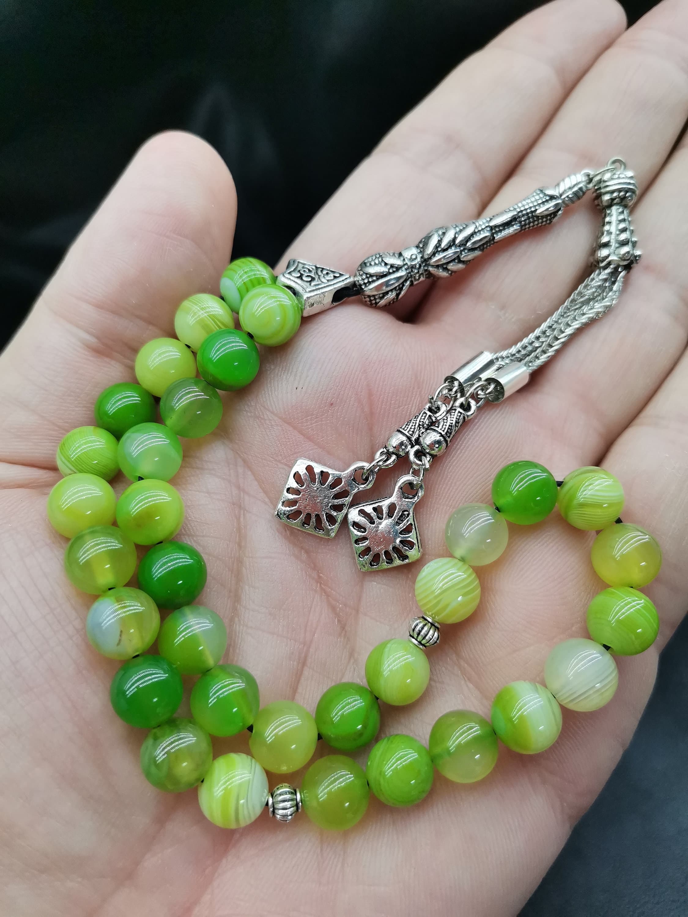 Green Agate Tasbih: 33 Turkish Islamic Prayer Beads - image 5