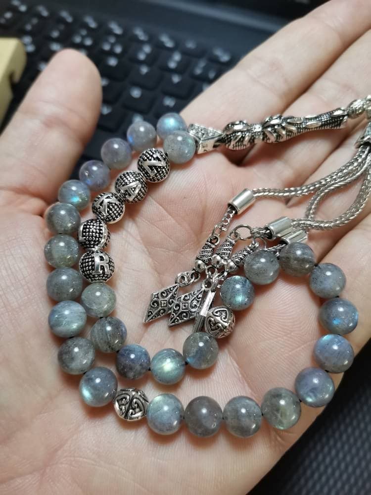 Custom Labradorite Tasbih: 33-Bead Islamic Prayer Beads - image 5