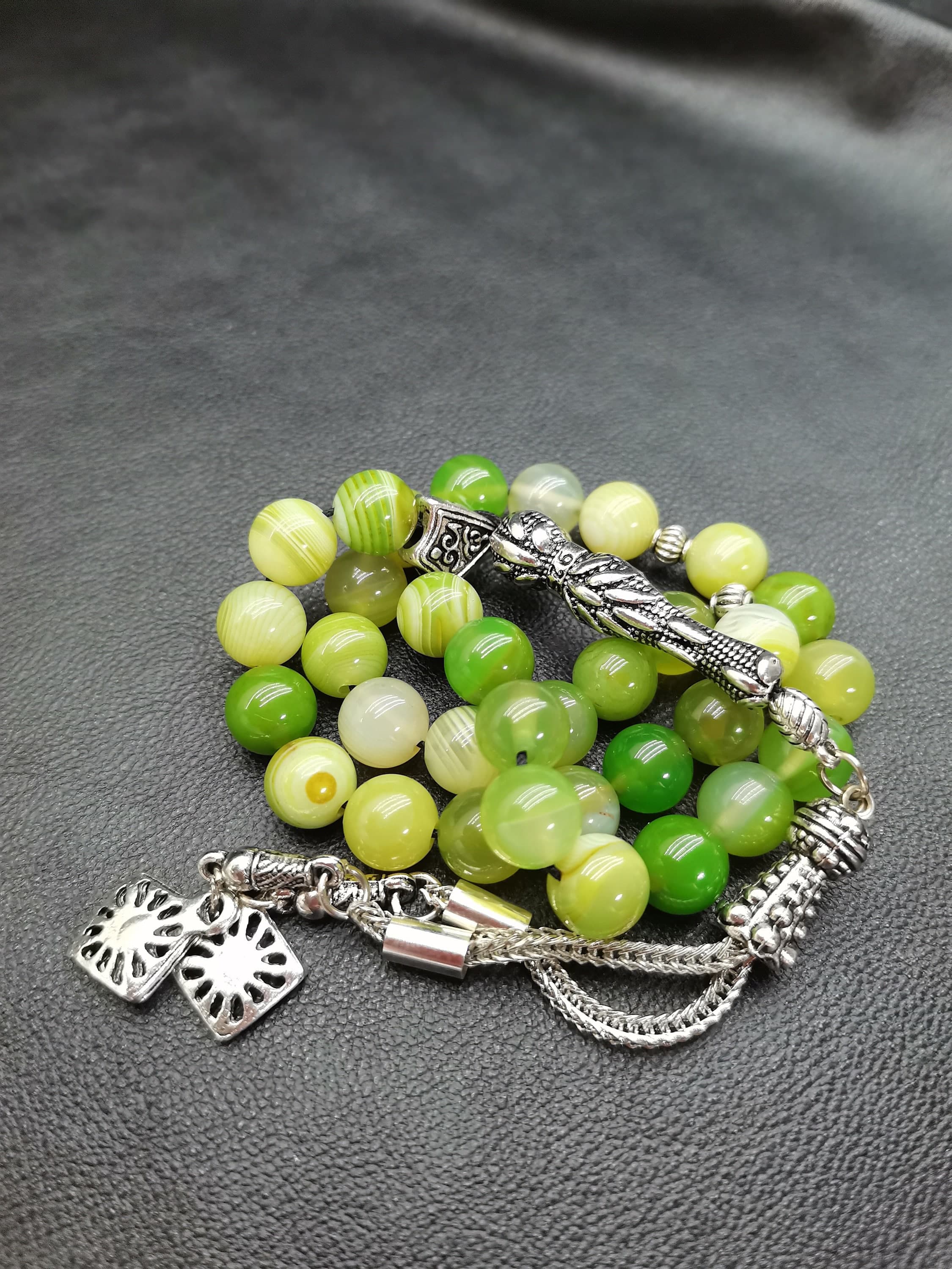 Green Agate Tasbih: 33 Turkish Islamic Prayer Beads - image 4