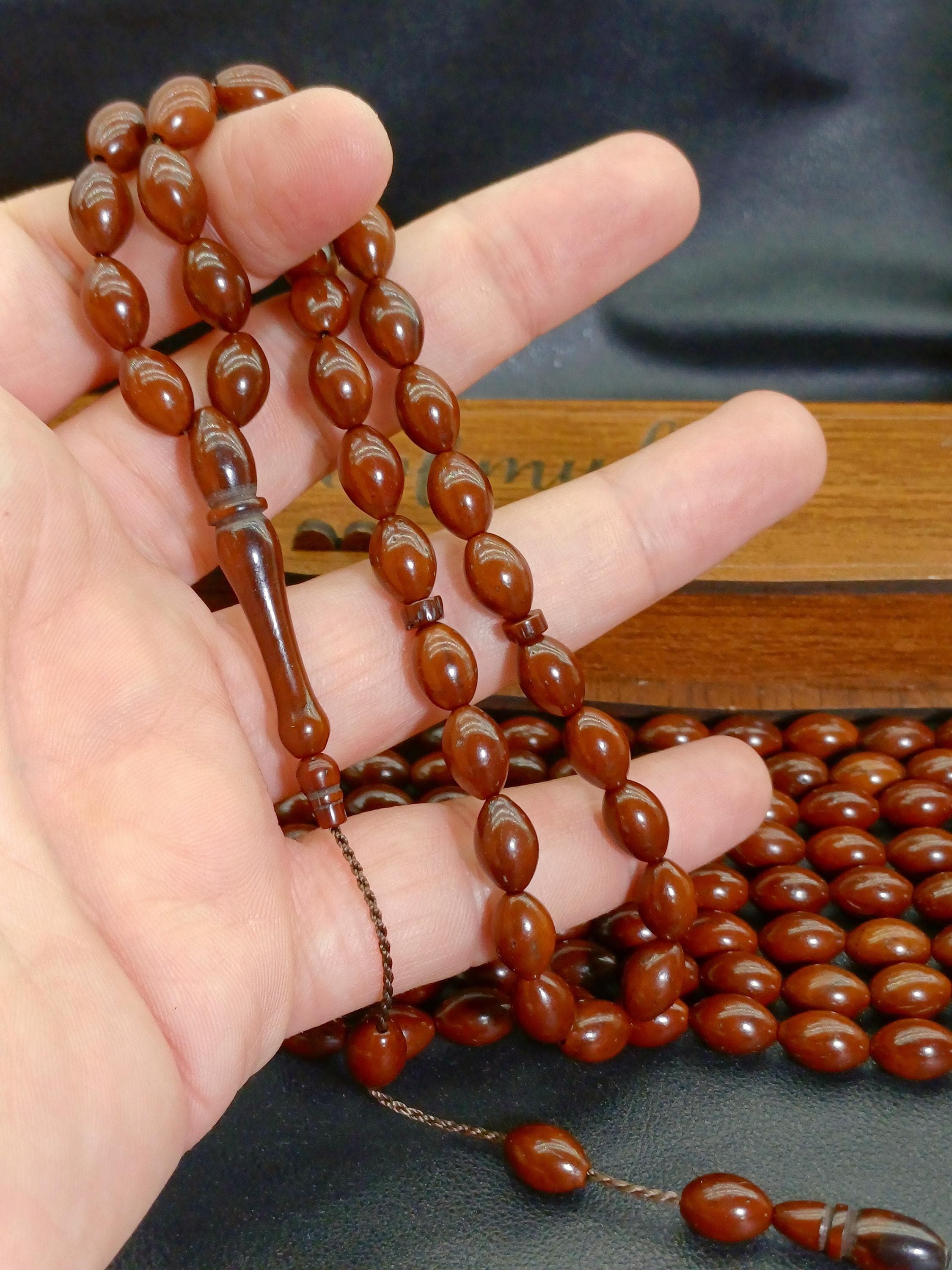 Handcrafted Coca Wood Tasbih: 33-Bead Islamic Prayer Beads with Counters - image 4