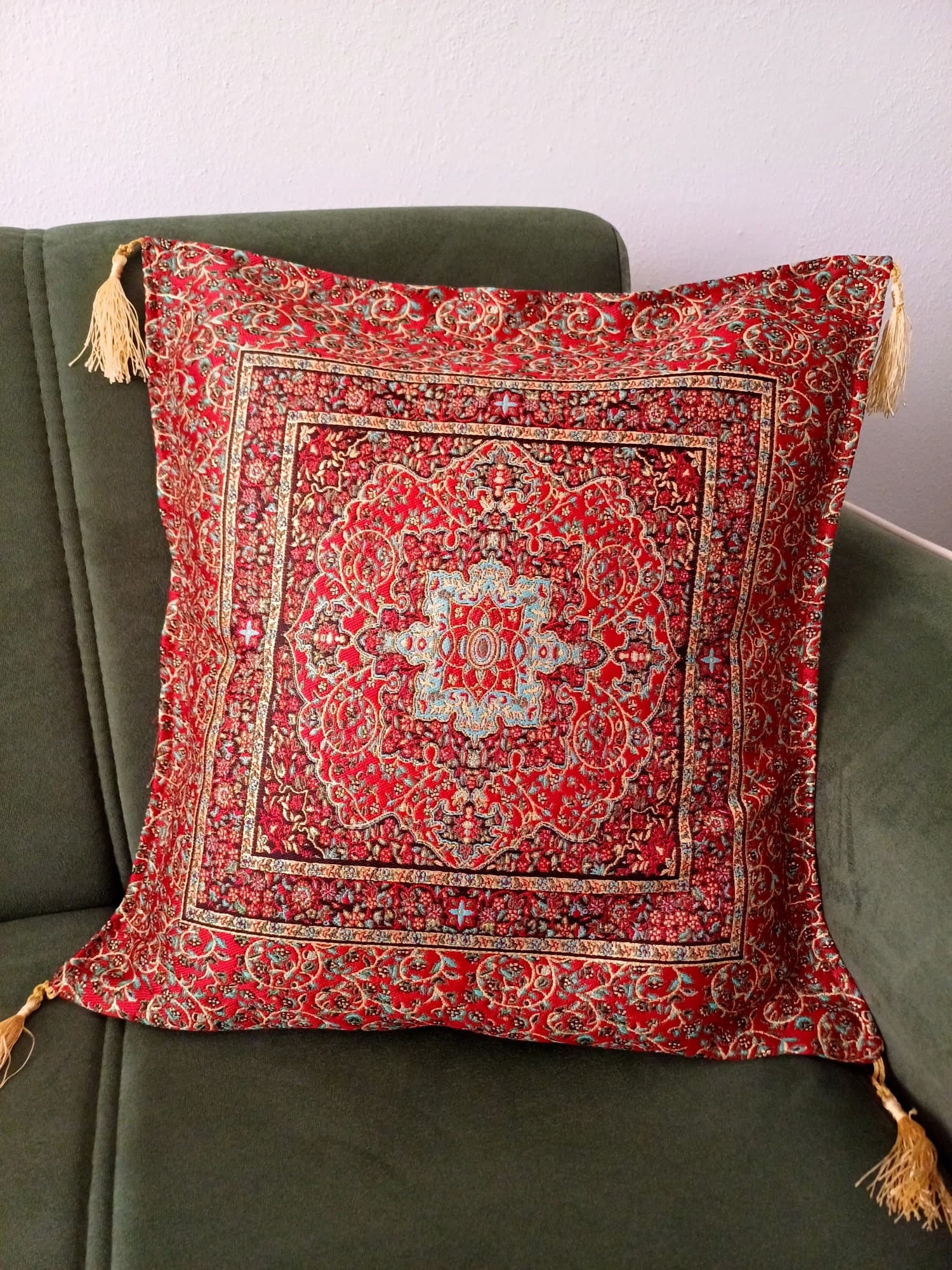 Traditional Turkish Pillow, Rug Patterned Cushion, Anatolian Ottoman Pillow, Kilim Pattern Coach Pillow, Authentic Chenille Pillow
