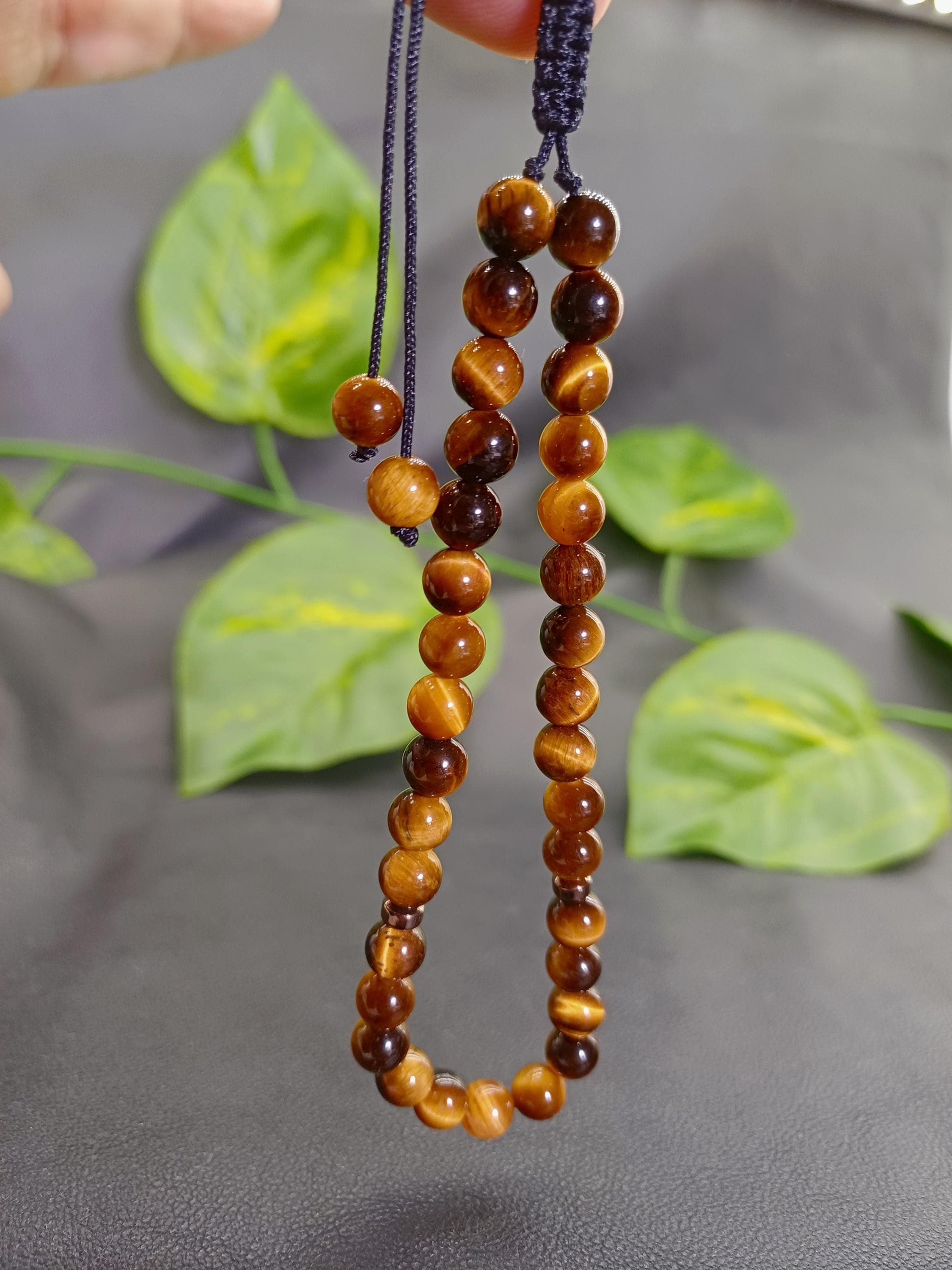 Tigers Eye 33 Bead Tasbih Bracelet, Real Gemstone Prayer Beads - image 4