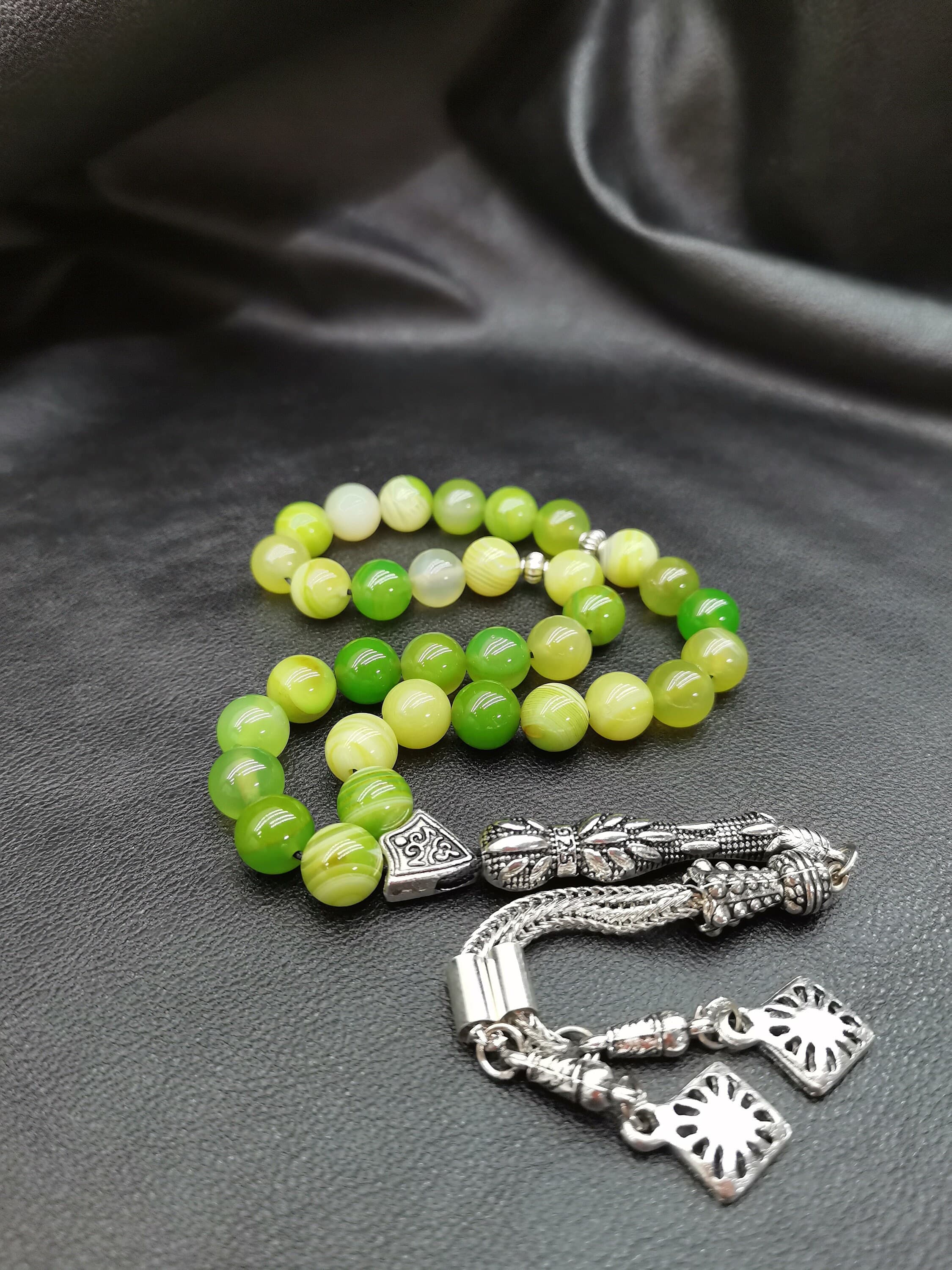 Green Agate Tasbih: 33 Turkish Islamic Prayer Beads - image 2