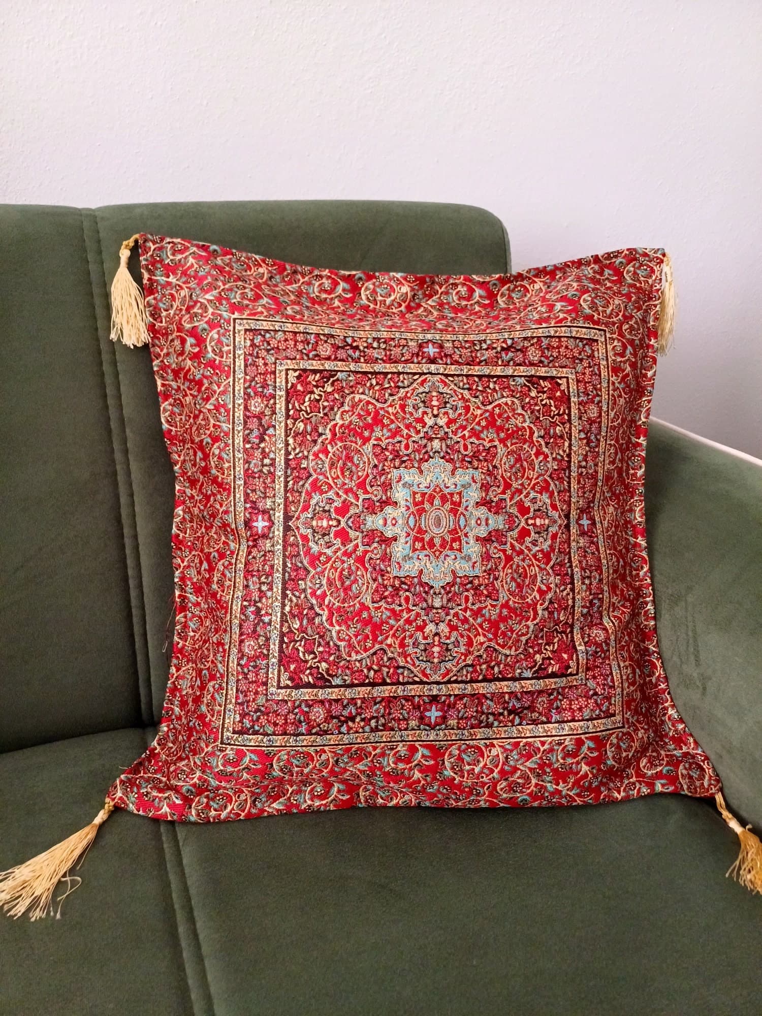 Traditional Turkish Pillow, Rug Patterned Cushion, Anatolian Ottoman Pillow, Kilim Pattern Coach Pillow, Authentic Chenille Pillow - image 4