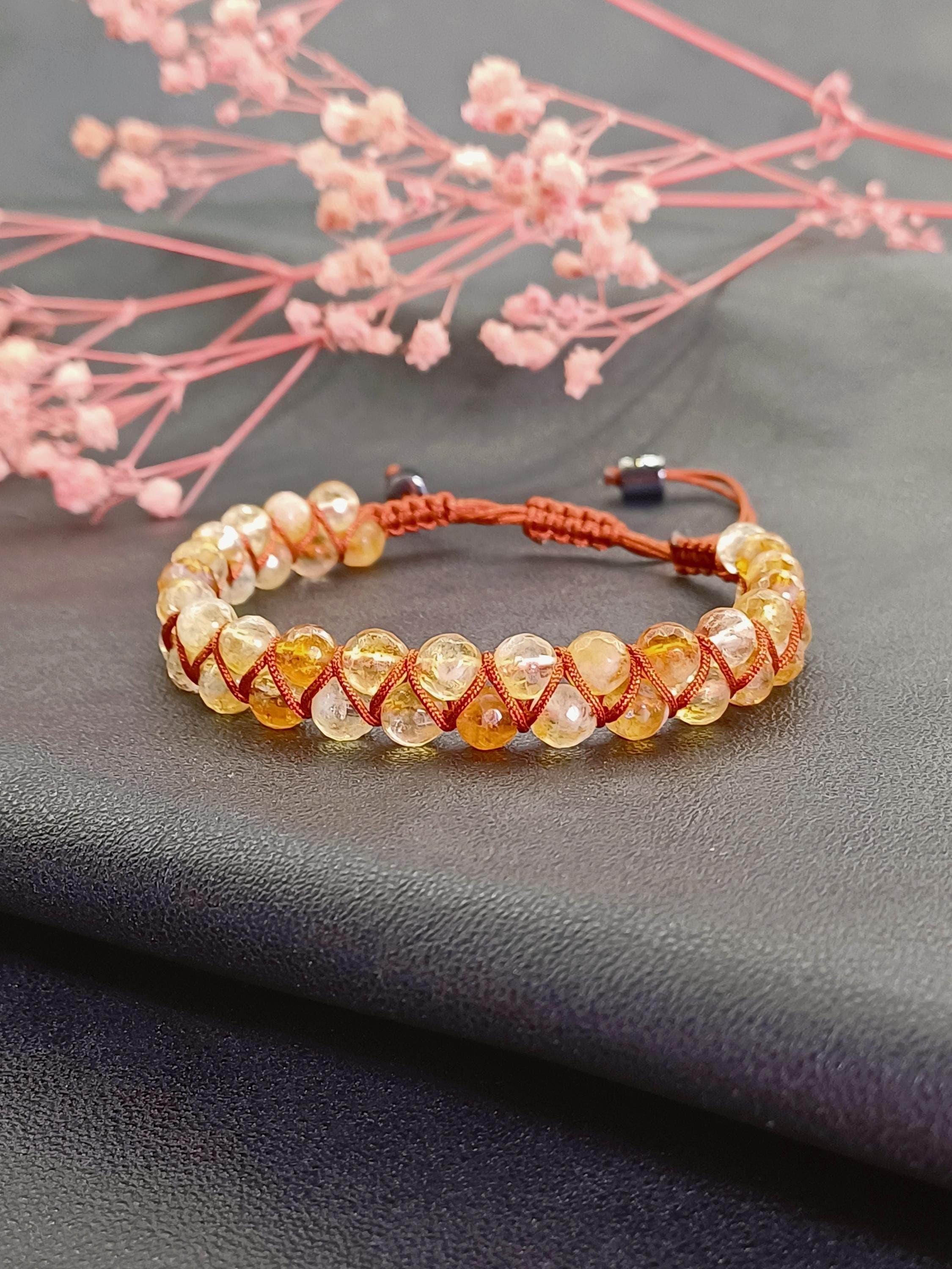 Handcrafted Double Row Citrine Bracelet, Abundance Prosperity Macrame Jewelry - image 4
