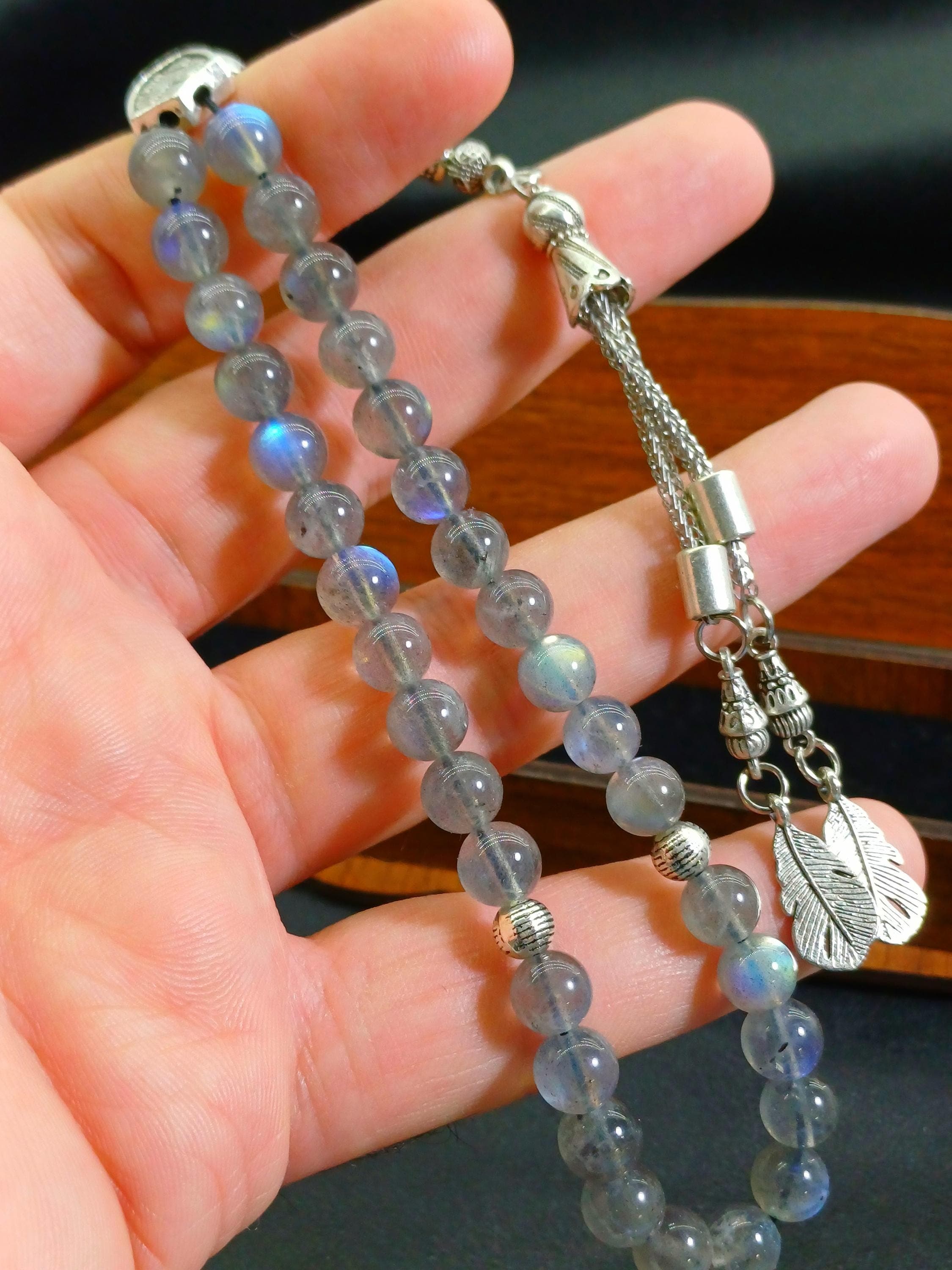 Labradorite Tasbih Prayer Beads: 33 Islamic Misbaha, Gemstone Rosary - image 4