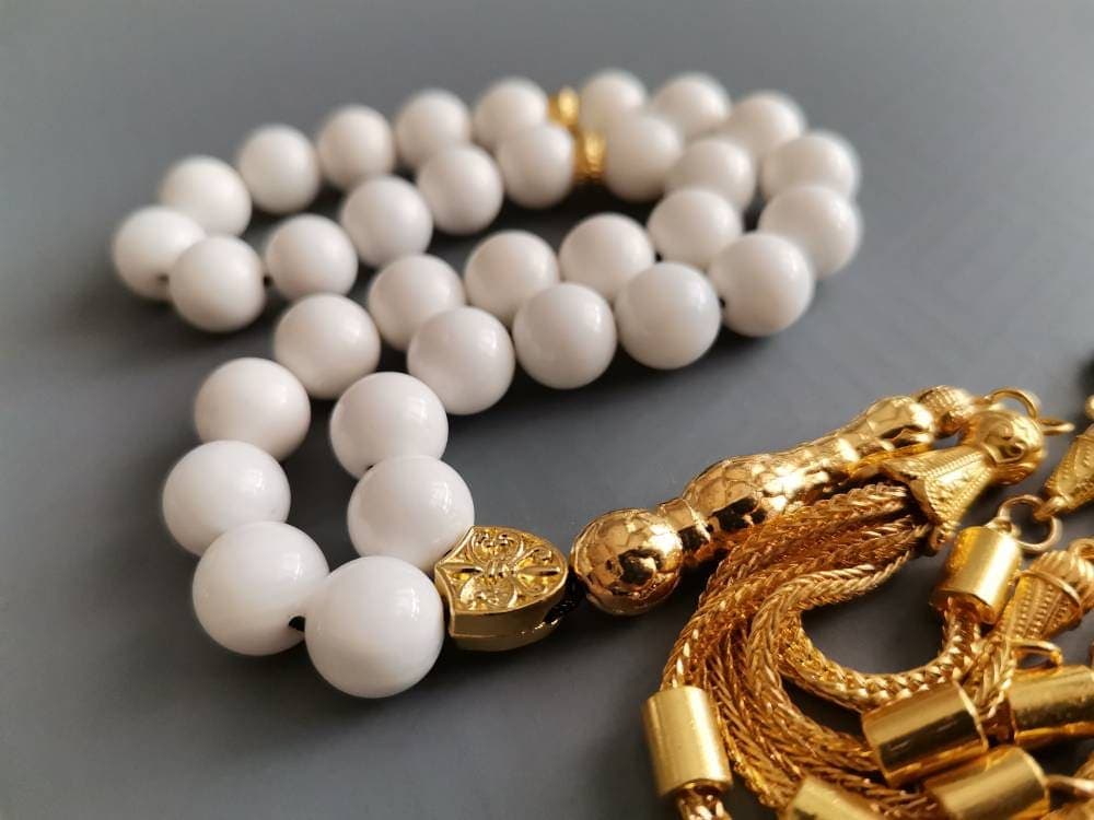 Mother of Pearl Tasbih: Luxury Islamic Prayer Beads with Gold Accents - image 5