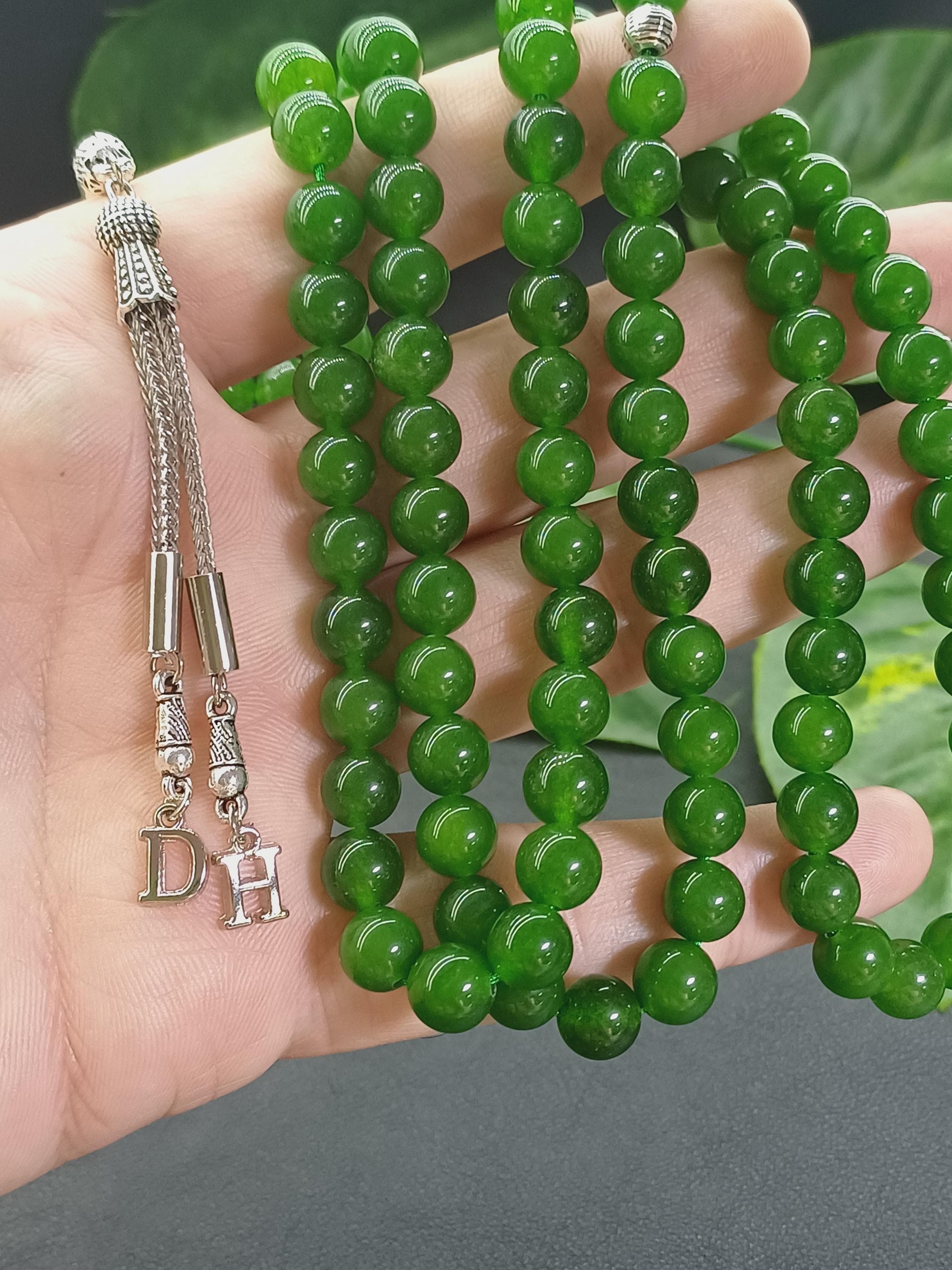 Custom 99 Green Jade Tasbih: Personalized Gemstone Rosary - image 5