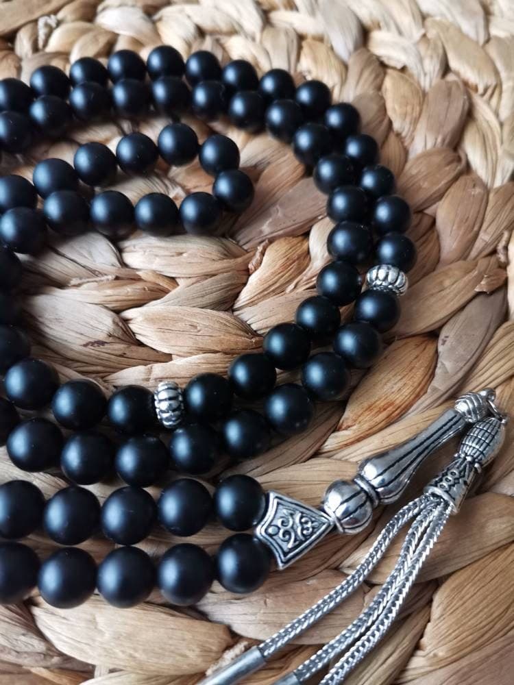Matte Black Onyx Tasbih: 99-Bead Turkish Prayer Beads