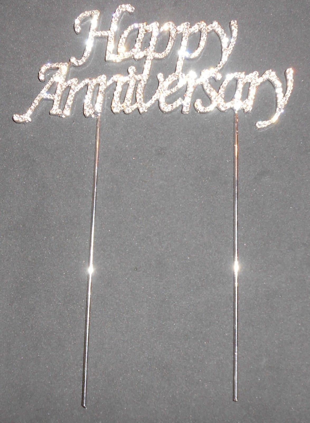 Happy Anniversary Cake Pick Topper Decoration Diamante Sparkly - image 3
