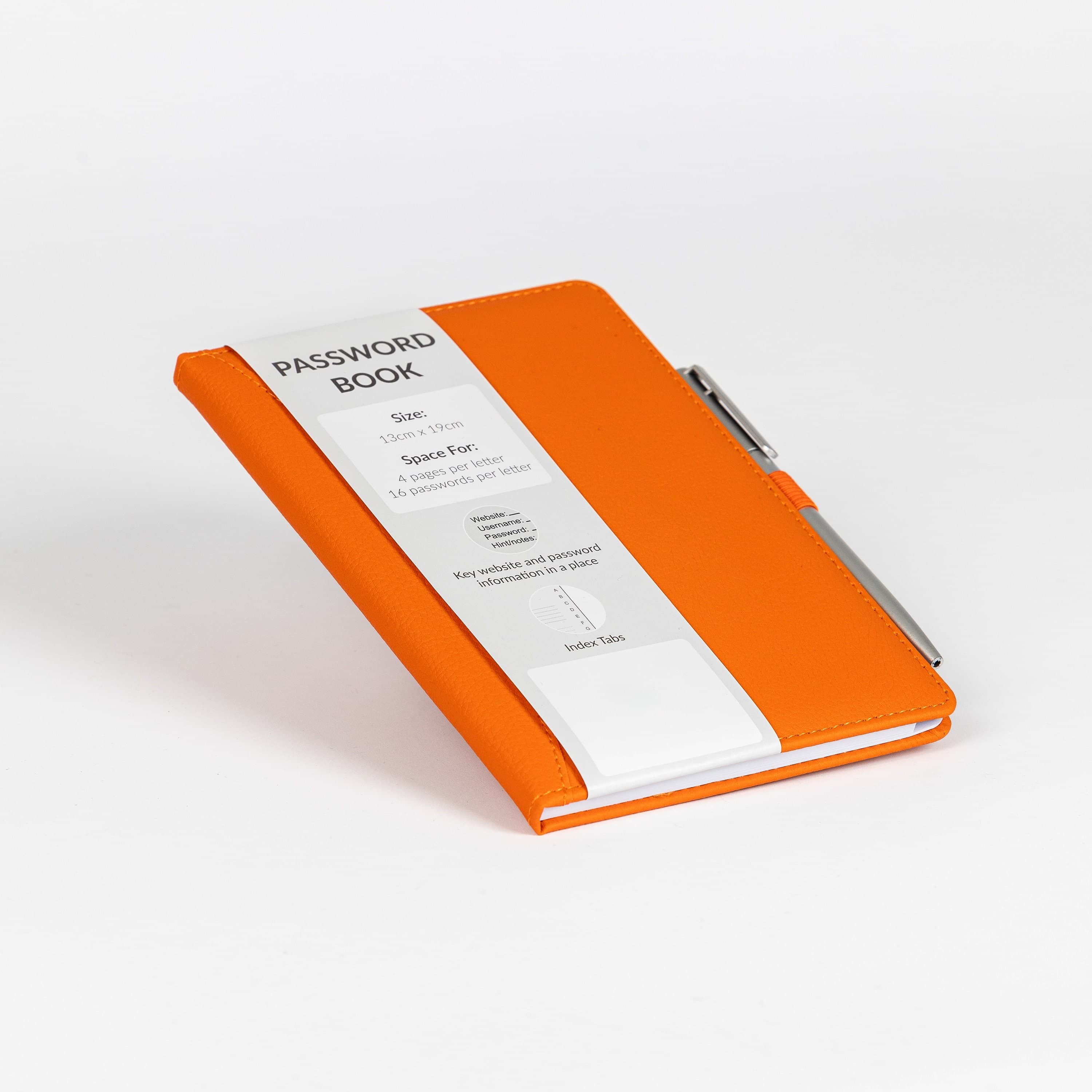 Password Username Book A-Z Index Hard Back A5 Contact Book Orange With Pen - image 4