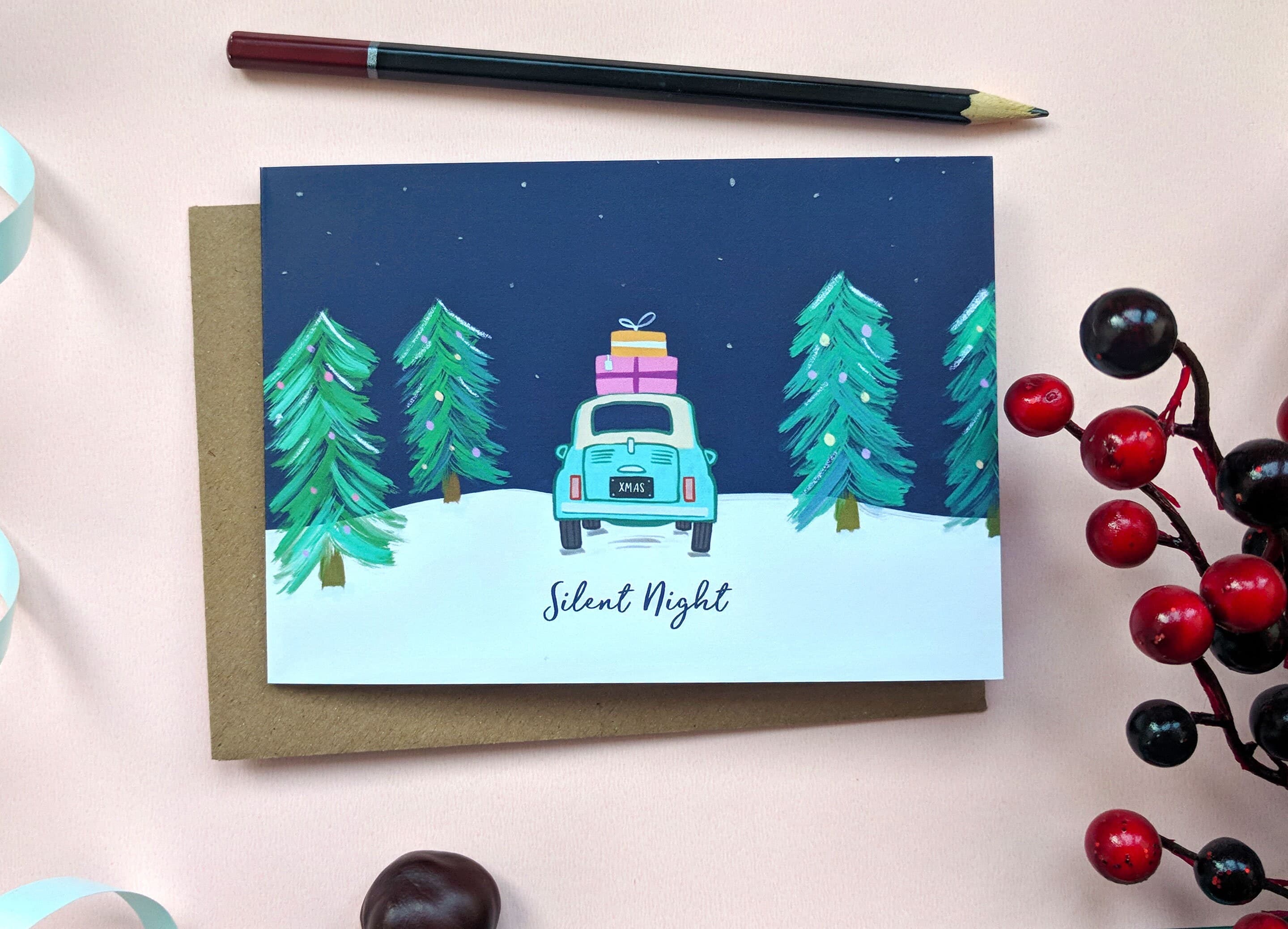 greeting card silent night made in uk comes with envelope A6 fully recyclable