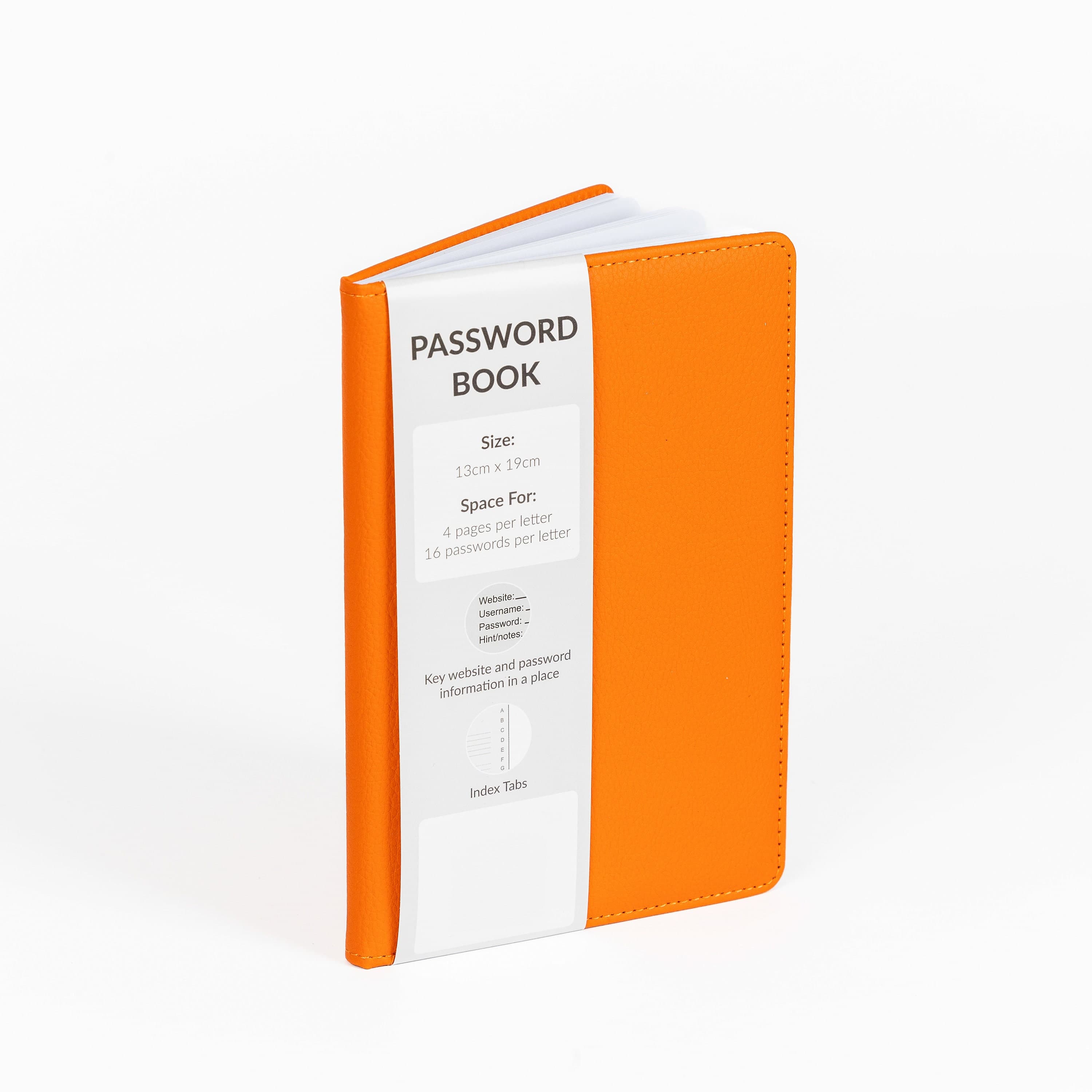 Password Username Book A-Z Index Hard Back A5 Contact Book Orange With Pen - image 3