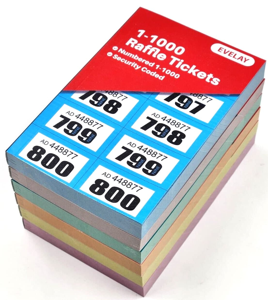 12 Books of 1-1000 Cloakroom Raffle Tombola Draw Tickets Numbered Mixed colours - image 5
