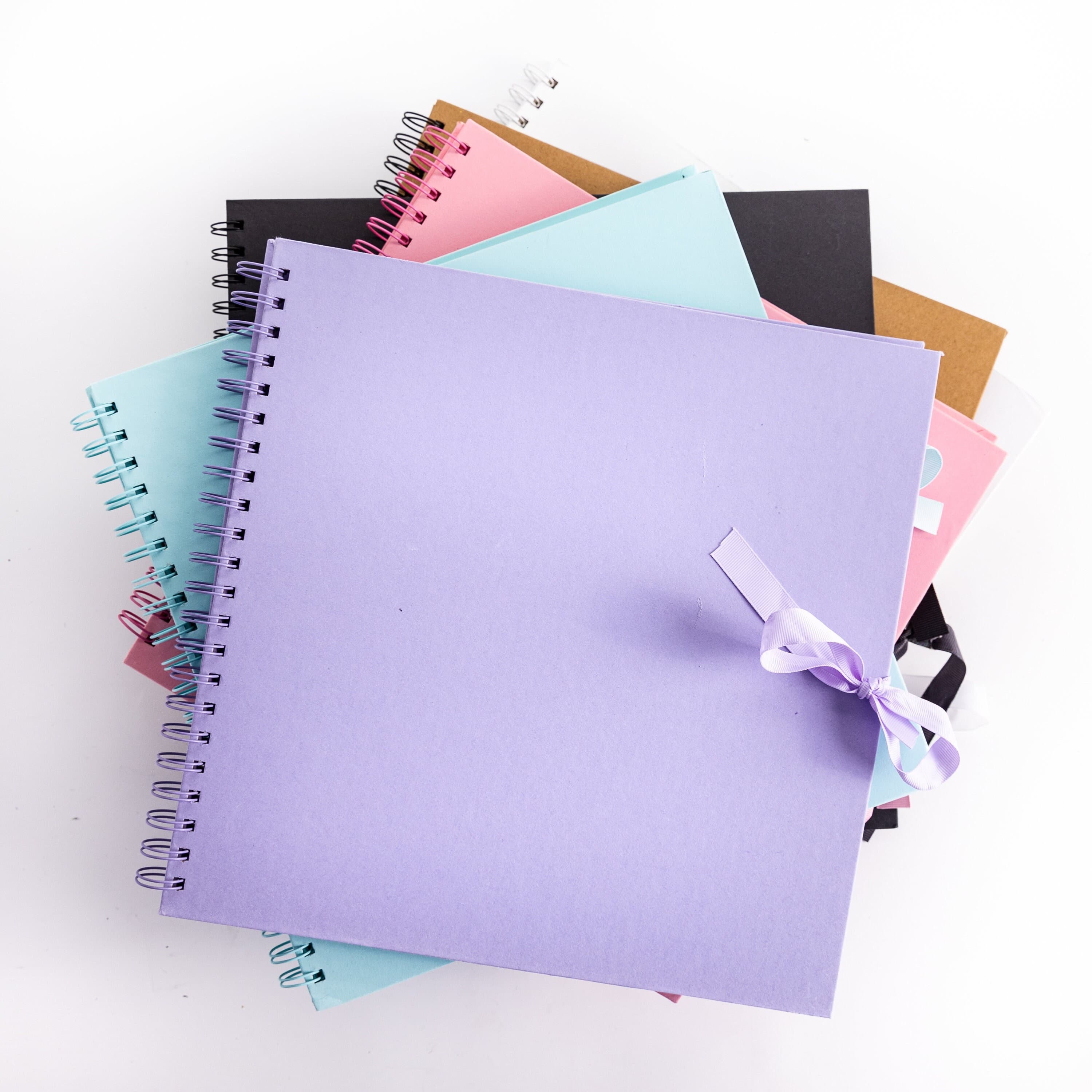 Kraft Paper Scrapbook Album: 12" Square Spiral Bound with Ribbon