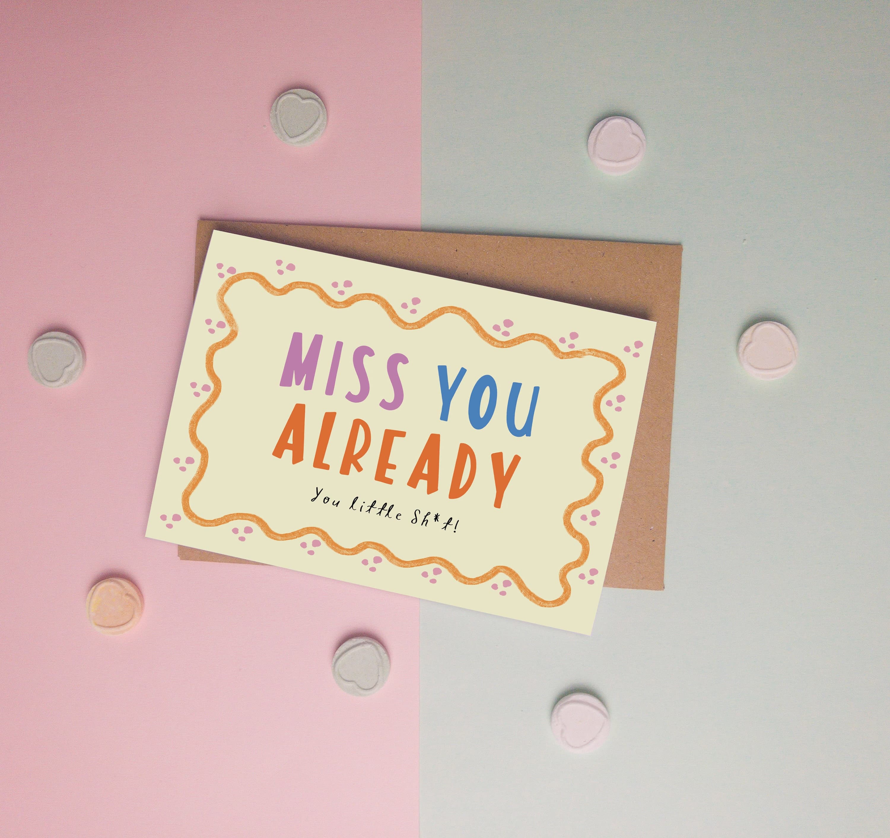Funny Miss You Greeting Card: A6 Typography Card