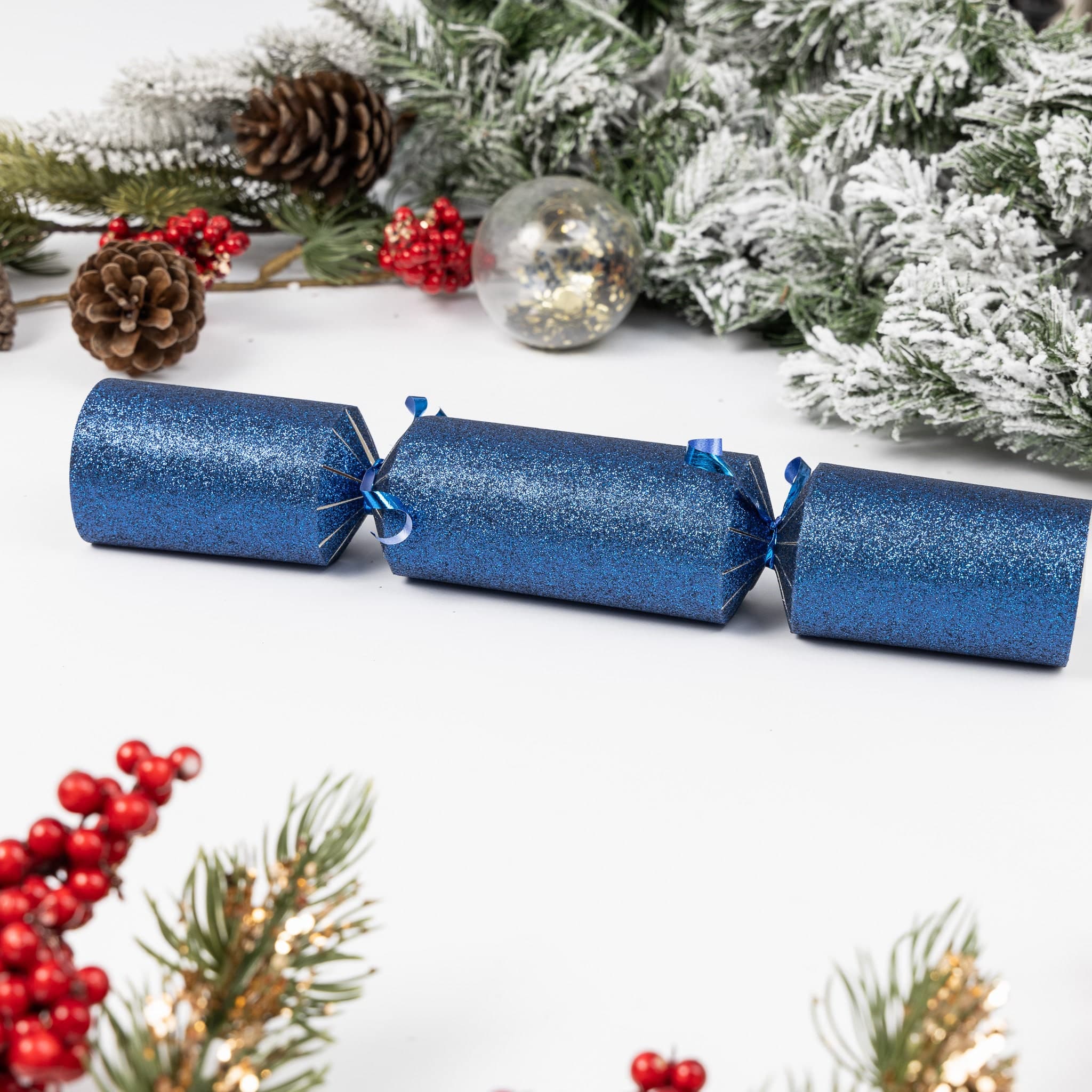 12 Make Your Own Christmas Cracker kit Crackers Hats Snaps navy glitter - image 5