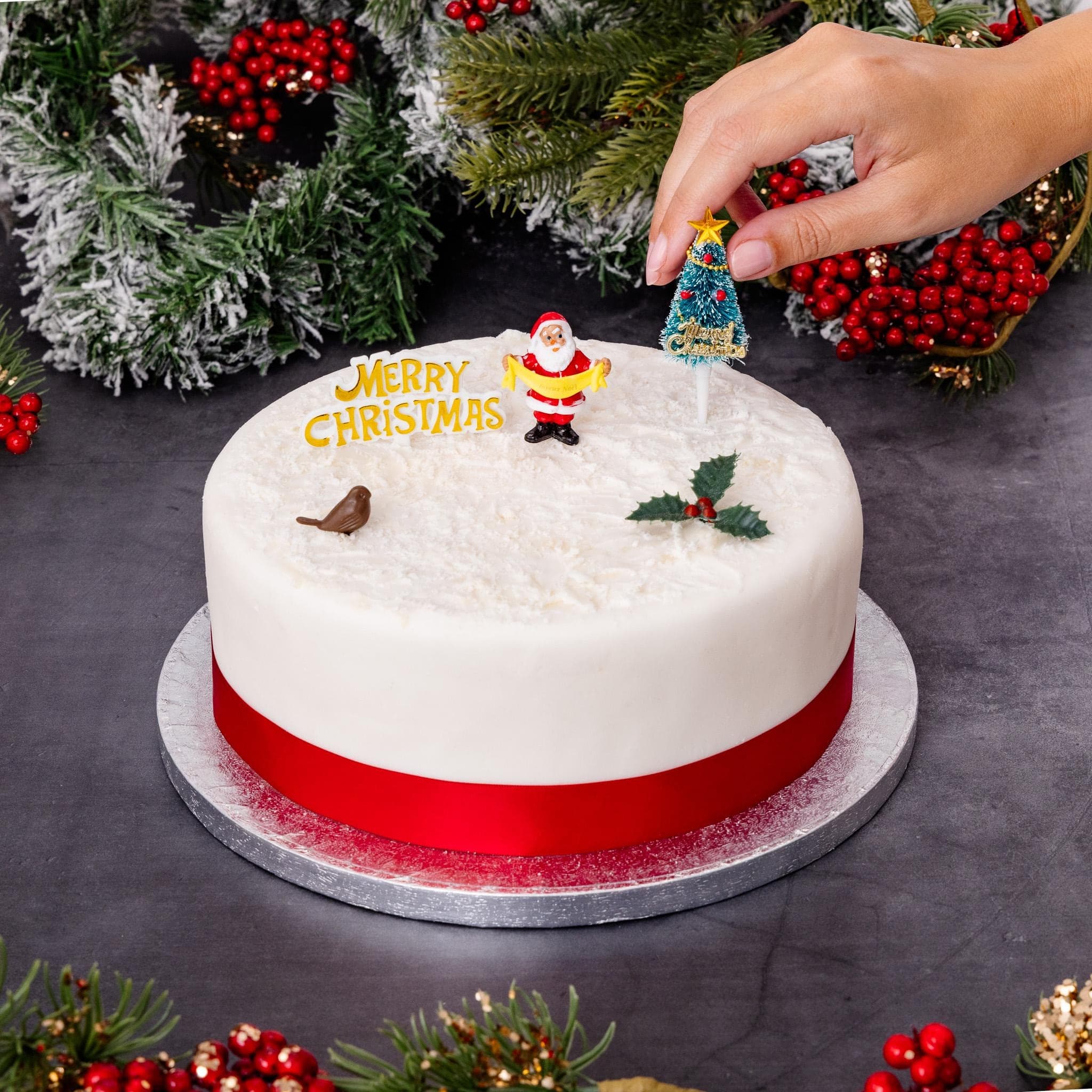 Christmas Cake Toppers: 5pc Snowman, Tree, and Santa Decoration Set - image 3