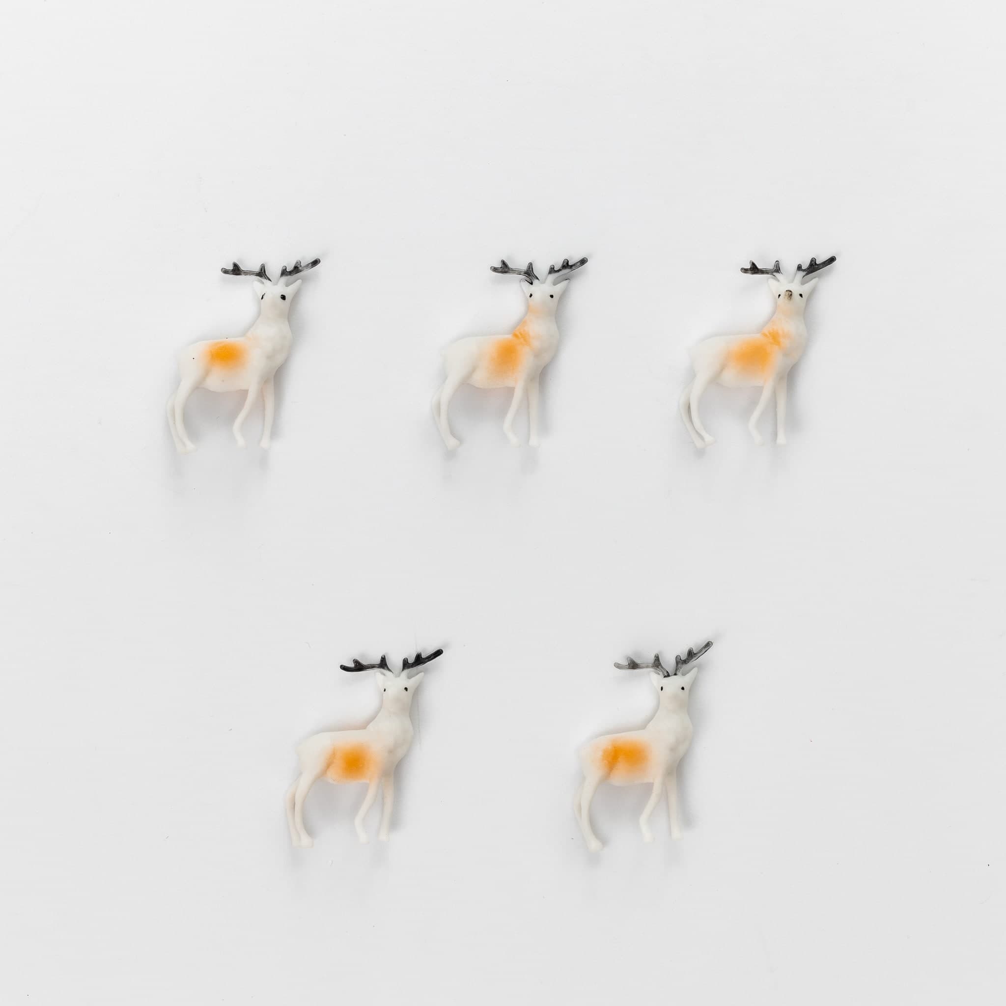 5 x Reindeer Christmas Cake Decorations yule log cupcake toppers - image 4