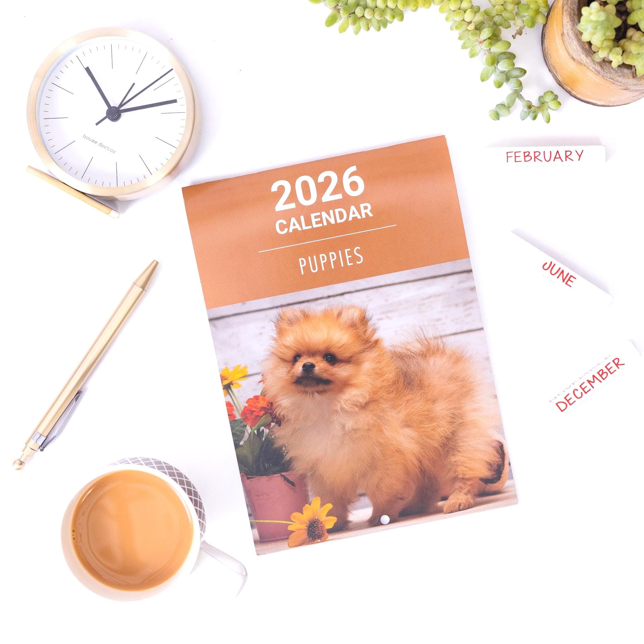 2026 puppies Slim Month To View Wall Office Home Planner Organiser Calendar