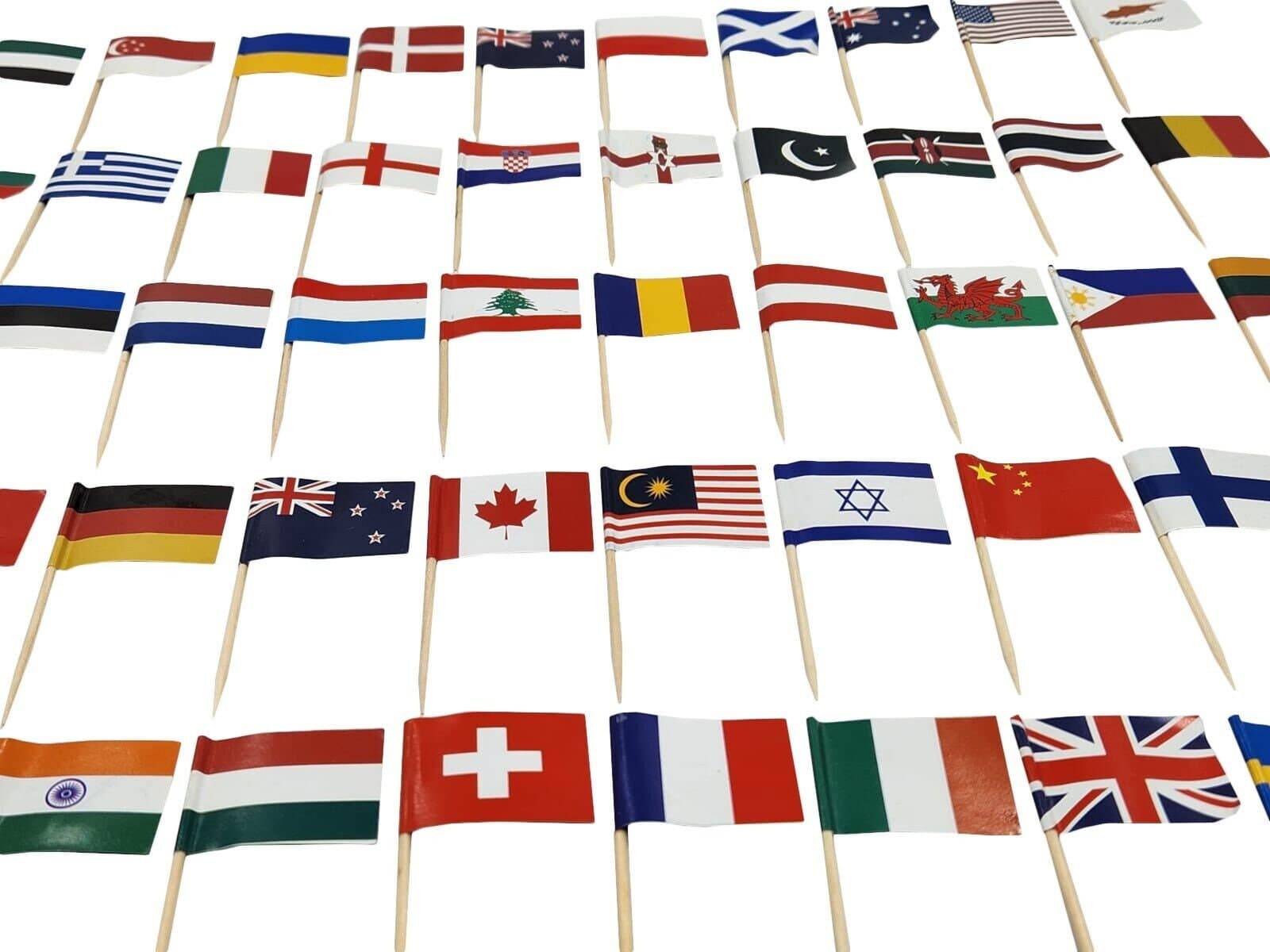 50 x World Flags Cocktail Sticks International and Ethnic Event Mini Food Flags - image 3