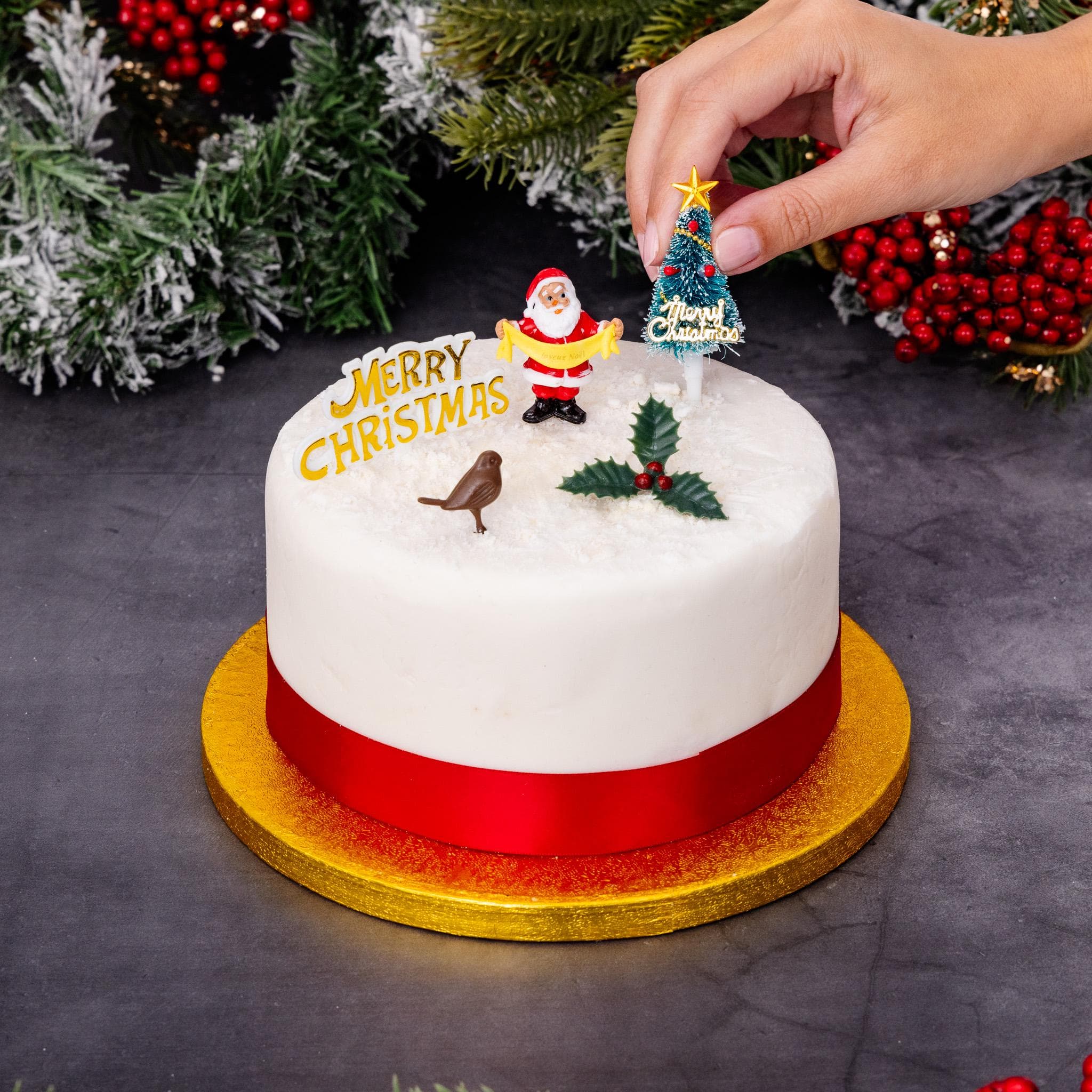 Christmas Cake Toppers: 5pc Snowman, Tree, and Santa Decoration Set - image 5