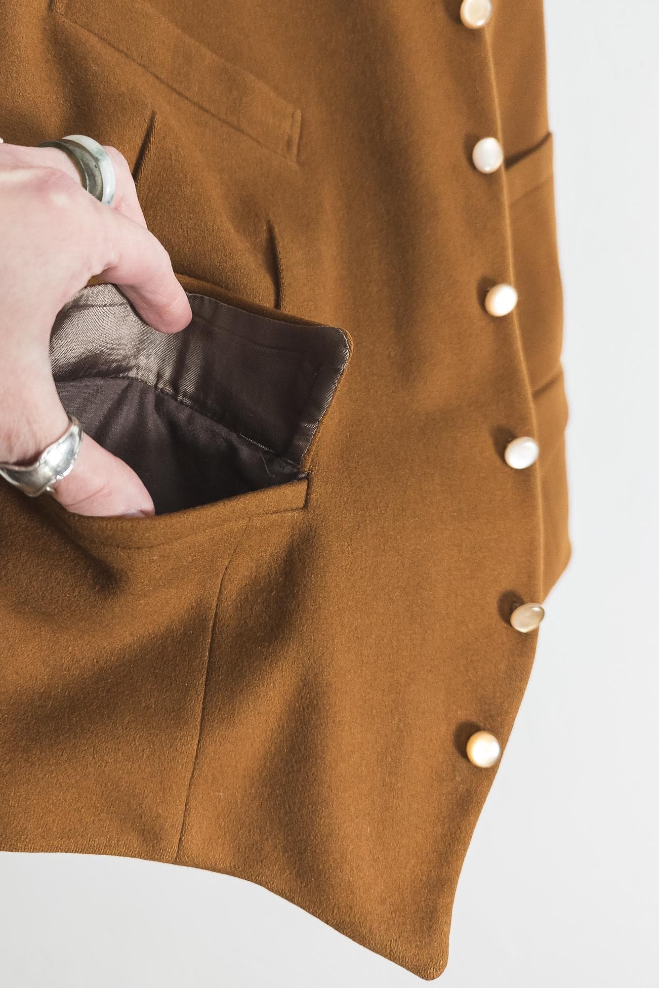 vintage 50s british wool chore vest doeskin cloth fleece lined workwear waistcoat – toast brown - image 5