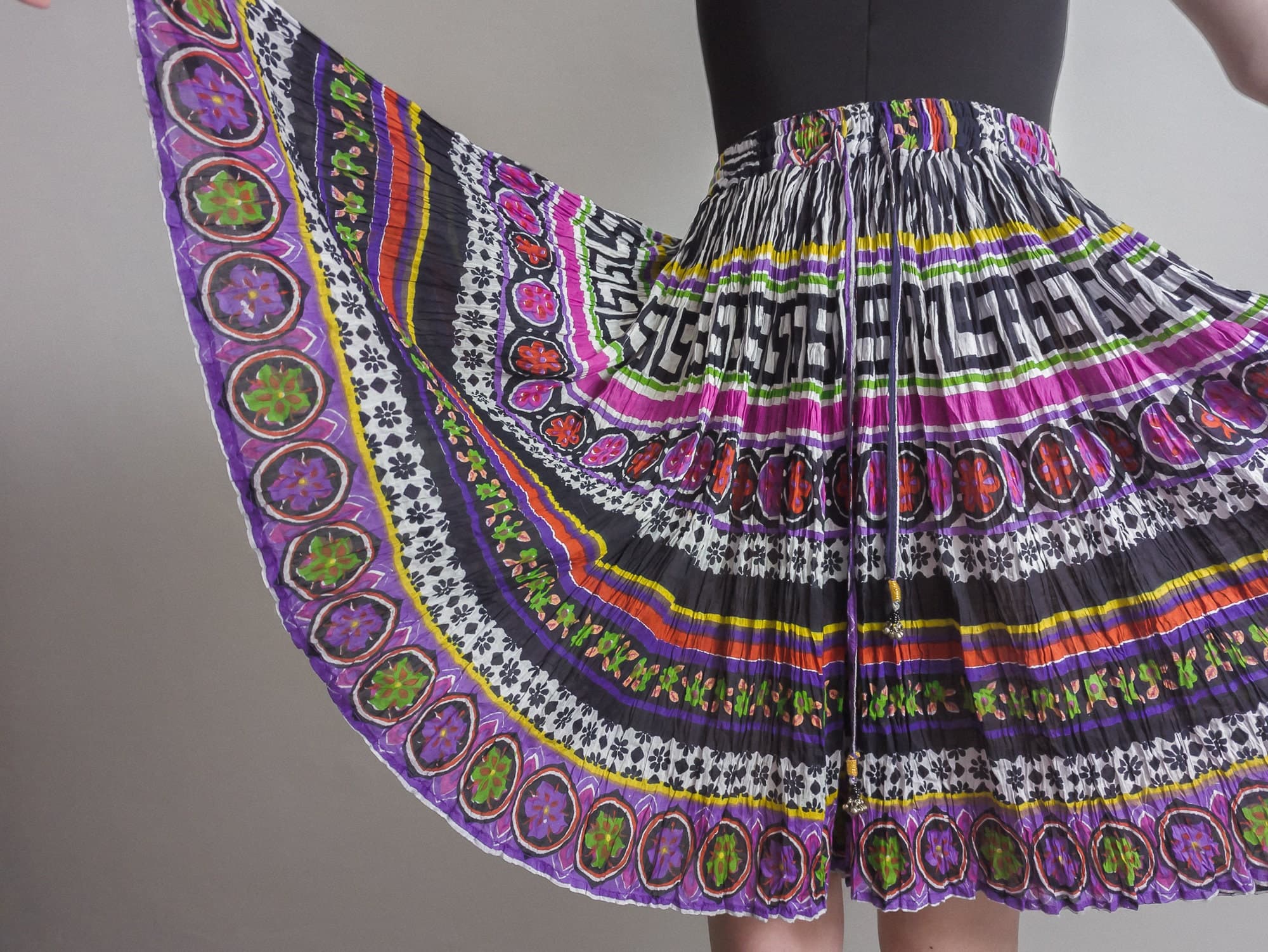 indian crinkle gauze cotton culotte skirt (s/m) - image 3