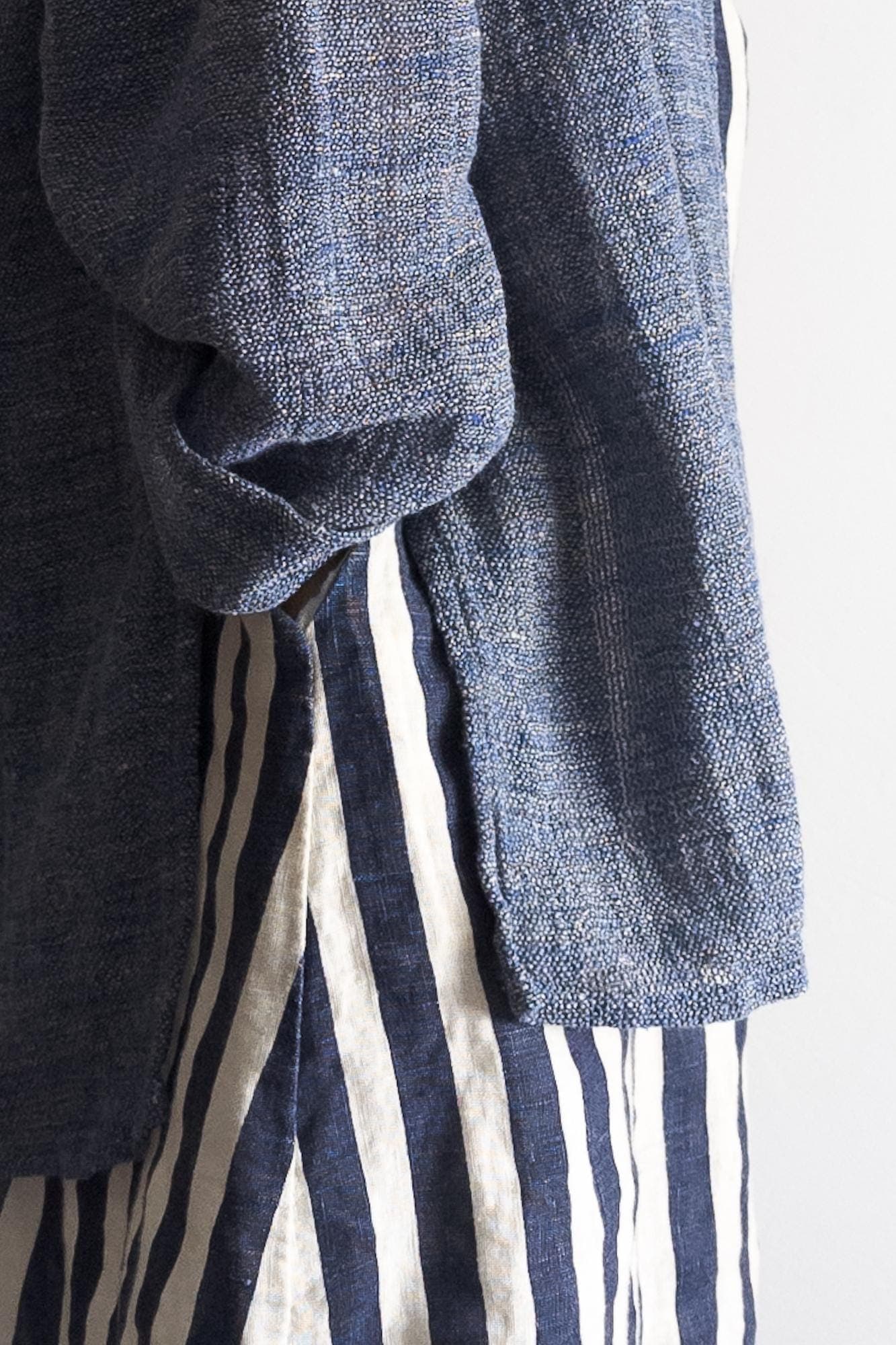 linen blend tunic button up duster vintage - chambray blue - small/medium - image 5
