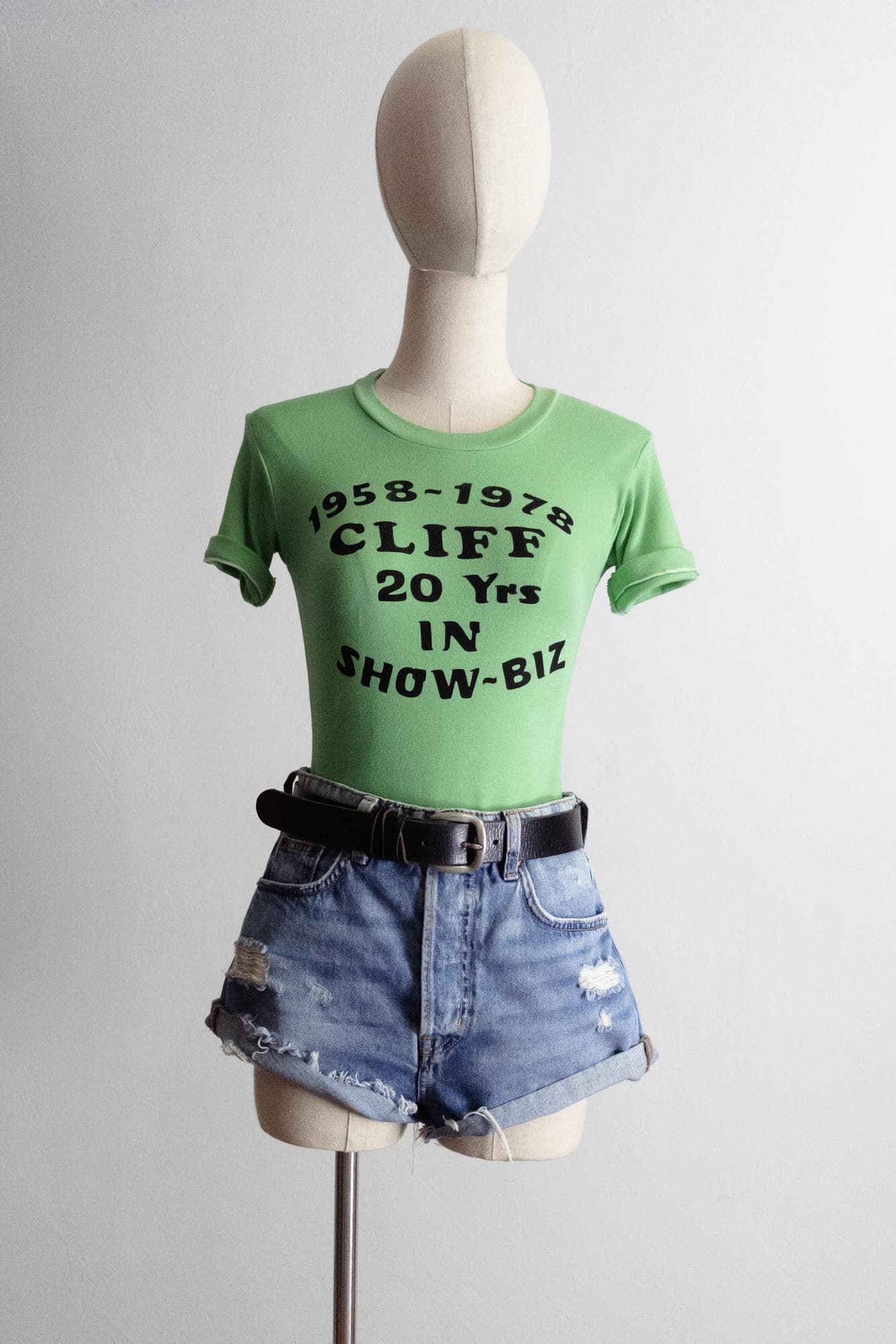 1970s show-biz t-shirt uk pop rock 70's - muted spring grass/green light - xxs/xs