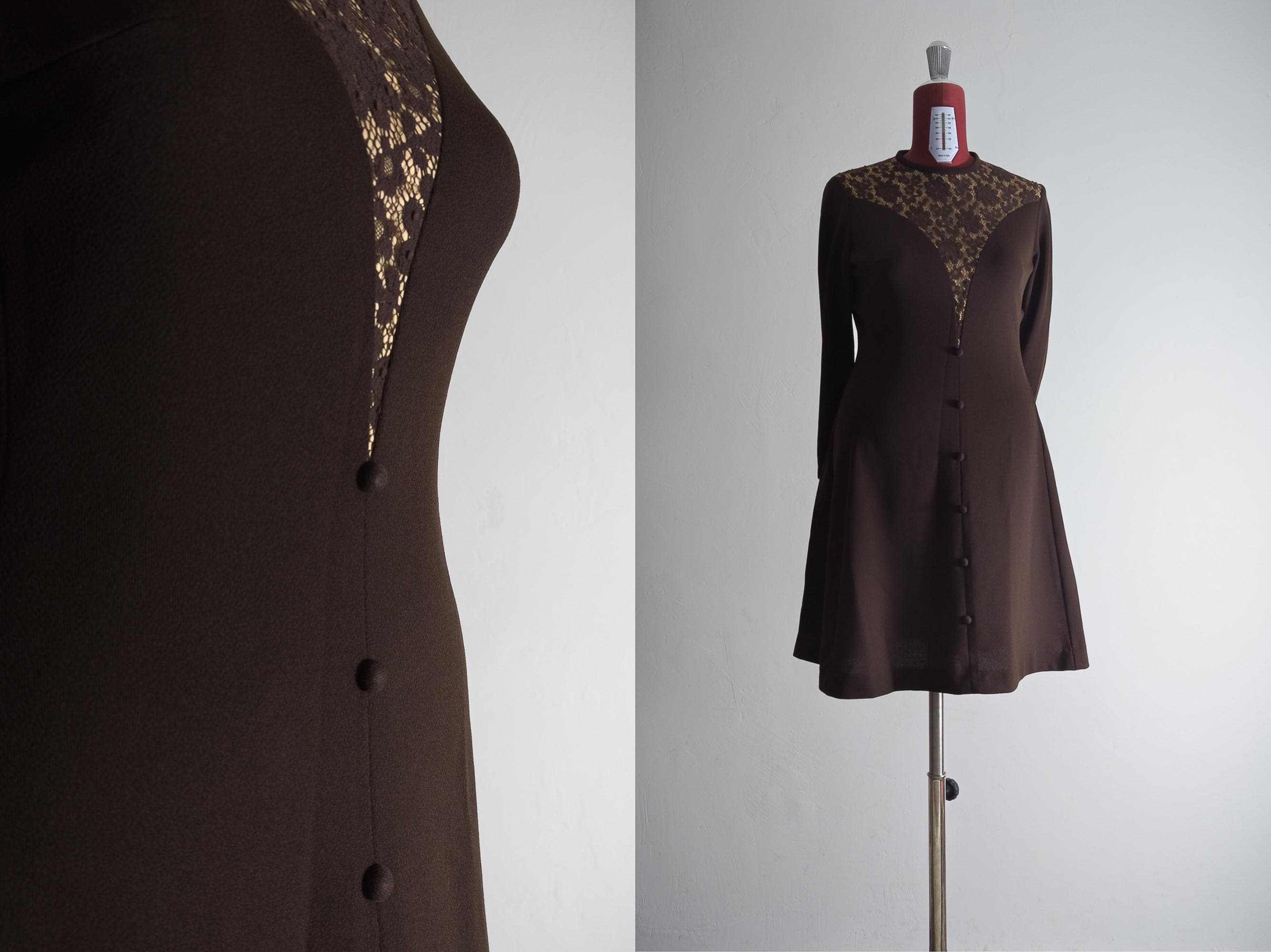 fashioned to flatter dark mod dress plus size gogo dress large vintage find 1960s crimplene knee-length shift dress with long sleeve