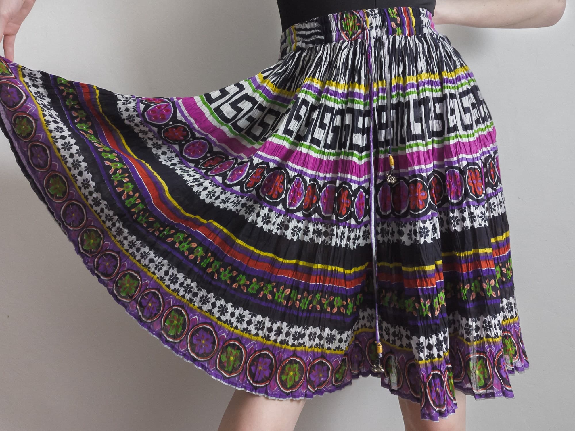 indian crinkle gauze cotton culotte skirt (s/m) - image 5
