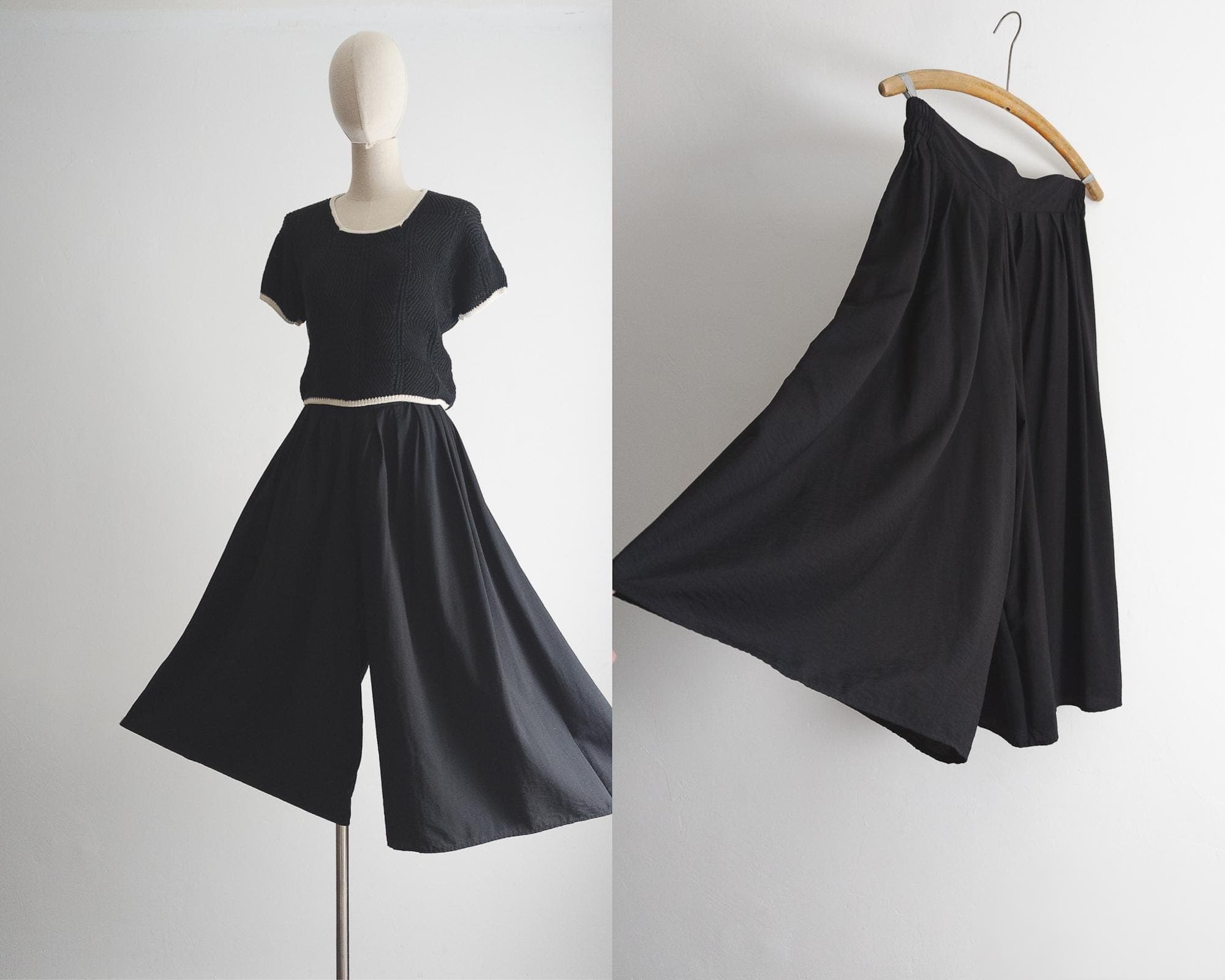 vintage 90s ink black culottes m/l