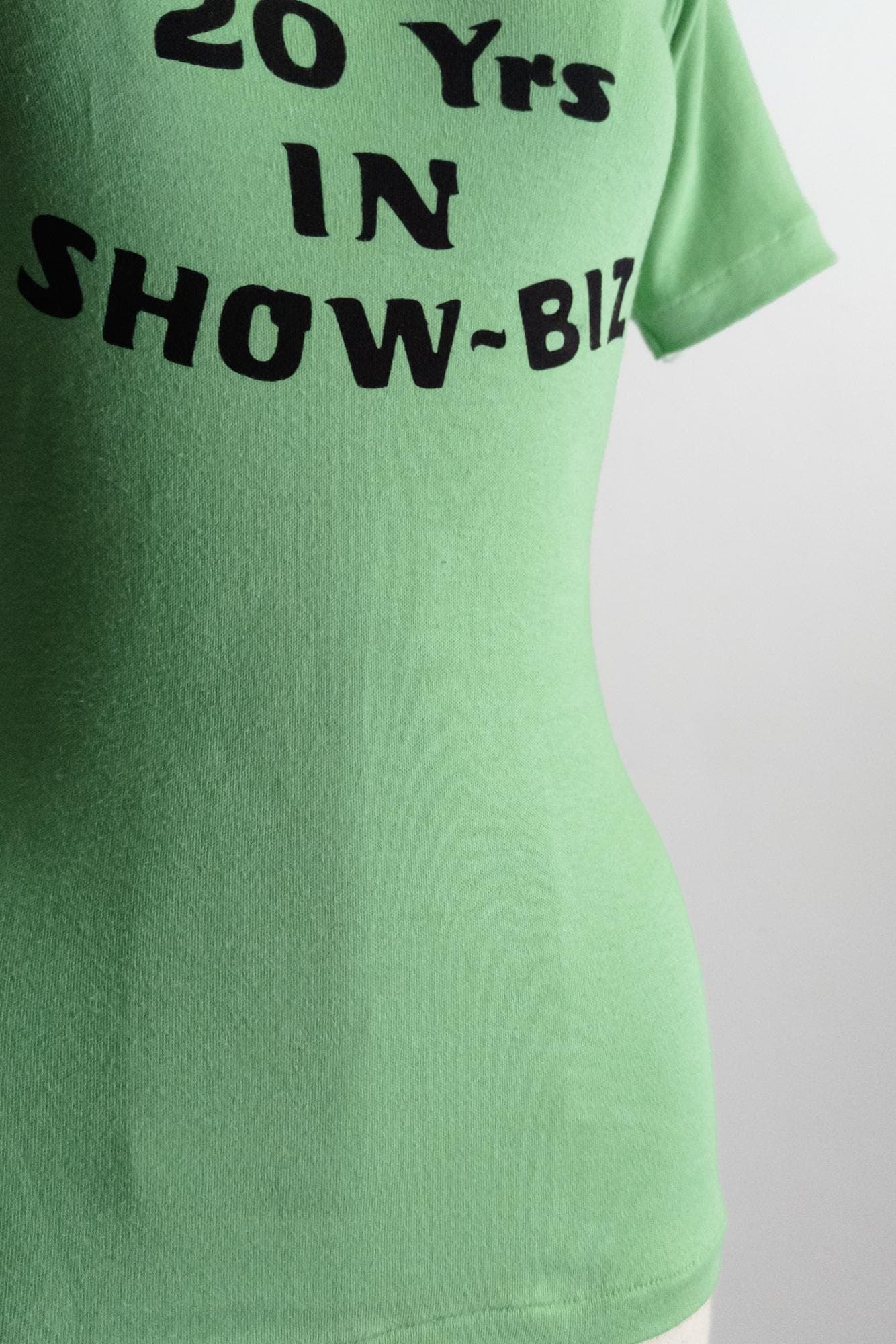 1970s show-biz t-shirt uk pop rock 70's - muted spring grass/green light - xxs/xs - image 4