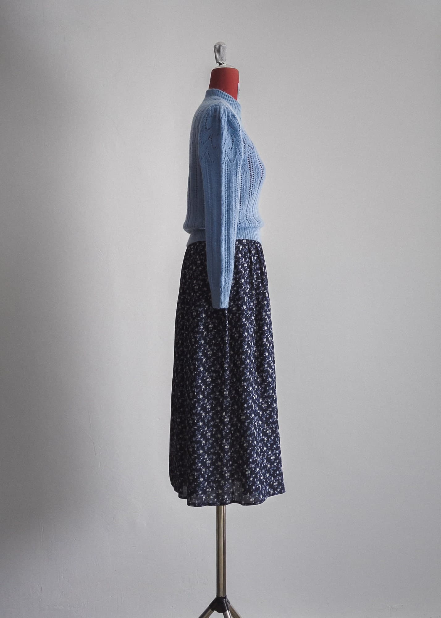 vintage dove blue open knit sweater - s - image 5