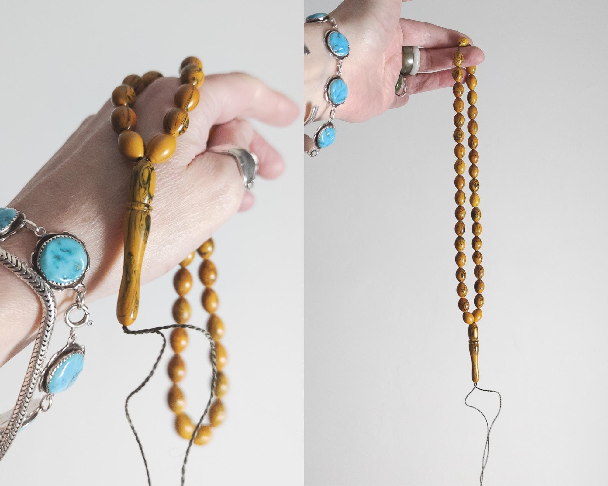 vintage butterscotch marbled bakelite misbah – 38 beads tasbih