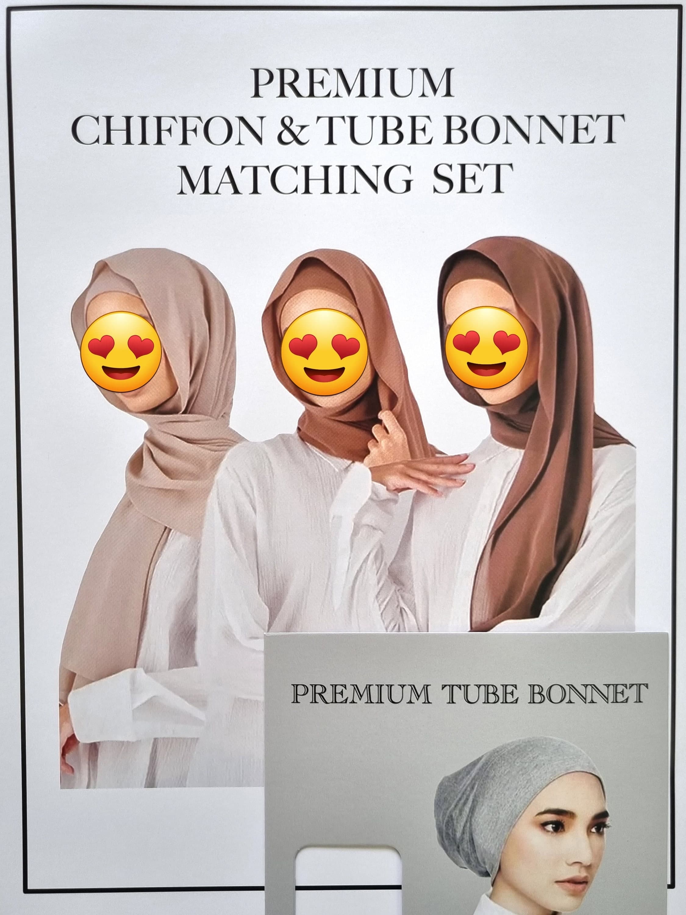 Chiffon Hijab & Tube Bonnet Matching Set