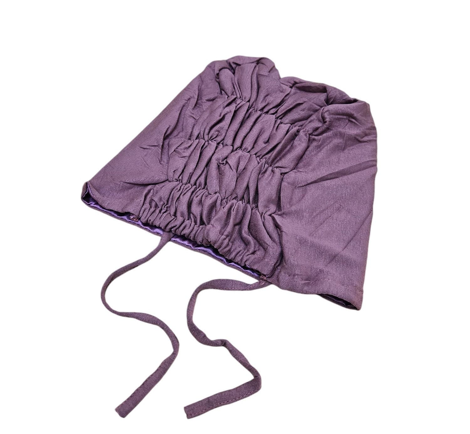 Satin Lined Hijab Underscarf, Tie Back Bonnet, Hair Frizz Control - image 4