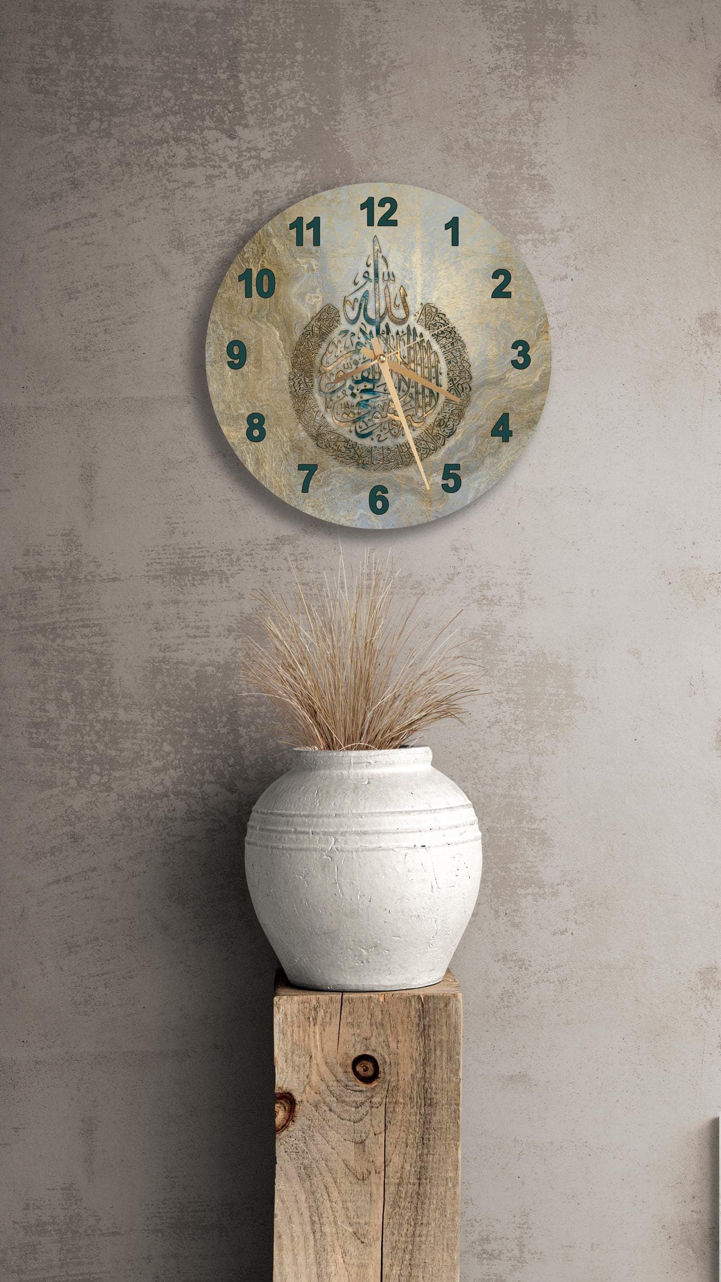 Tempered Glass Ayatul Kursi Islamic Wall Clock, Gold Islamic Wall Art Decor, Muslim Home Decoration, Islamic Gifts, Arabic Quran Calligraphy - image 4