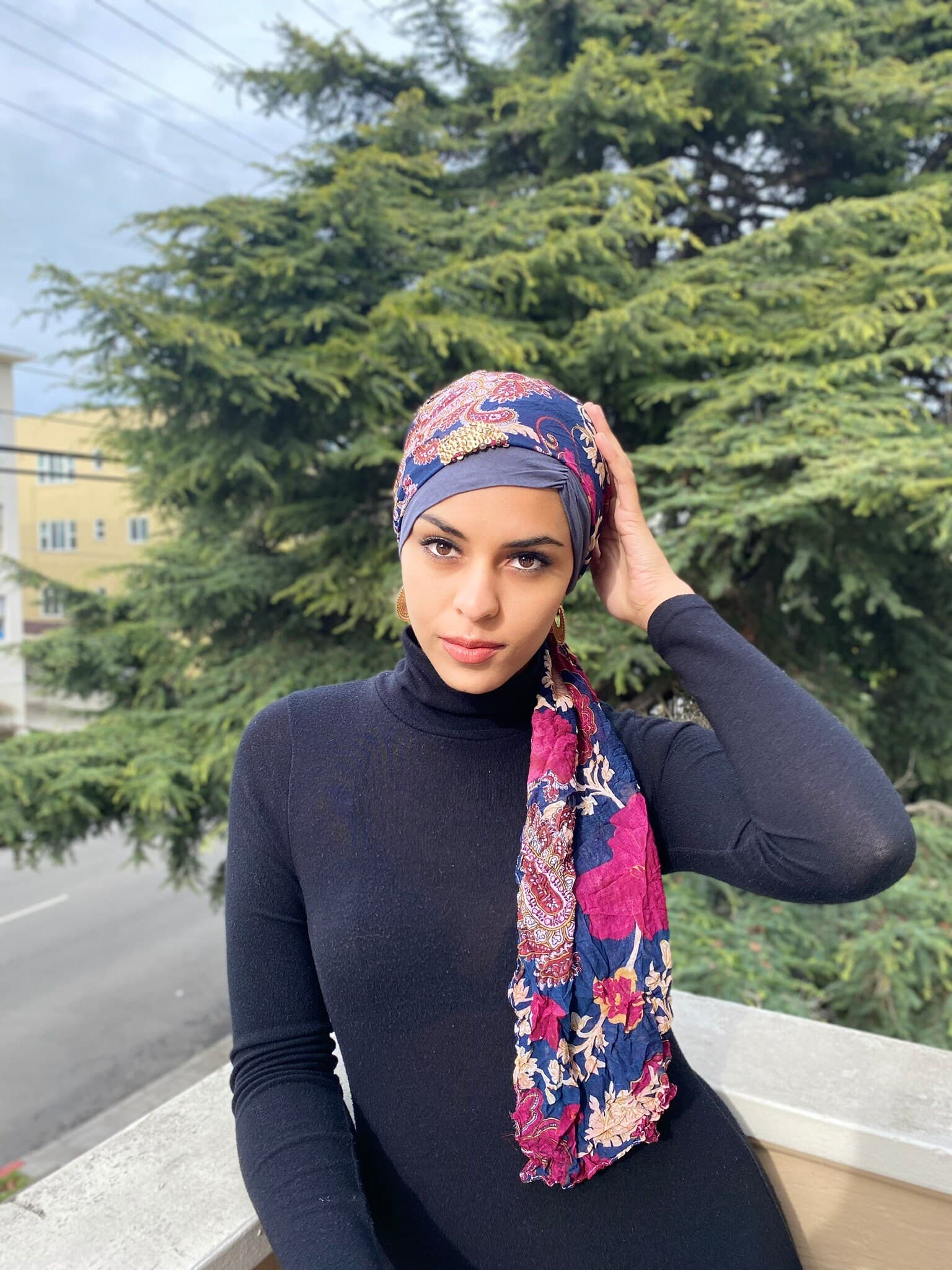 Side-Swept Bang Look Tube - Support for Scarf Scarves Under Cap Wig Hijab Tichel Snood Turban Chemo (Gray) - image 3