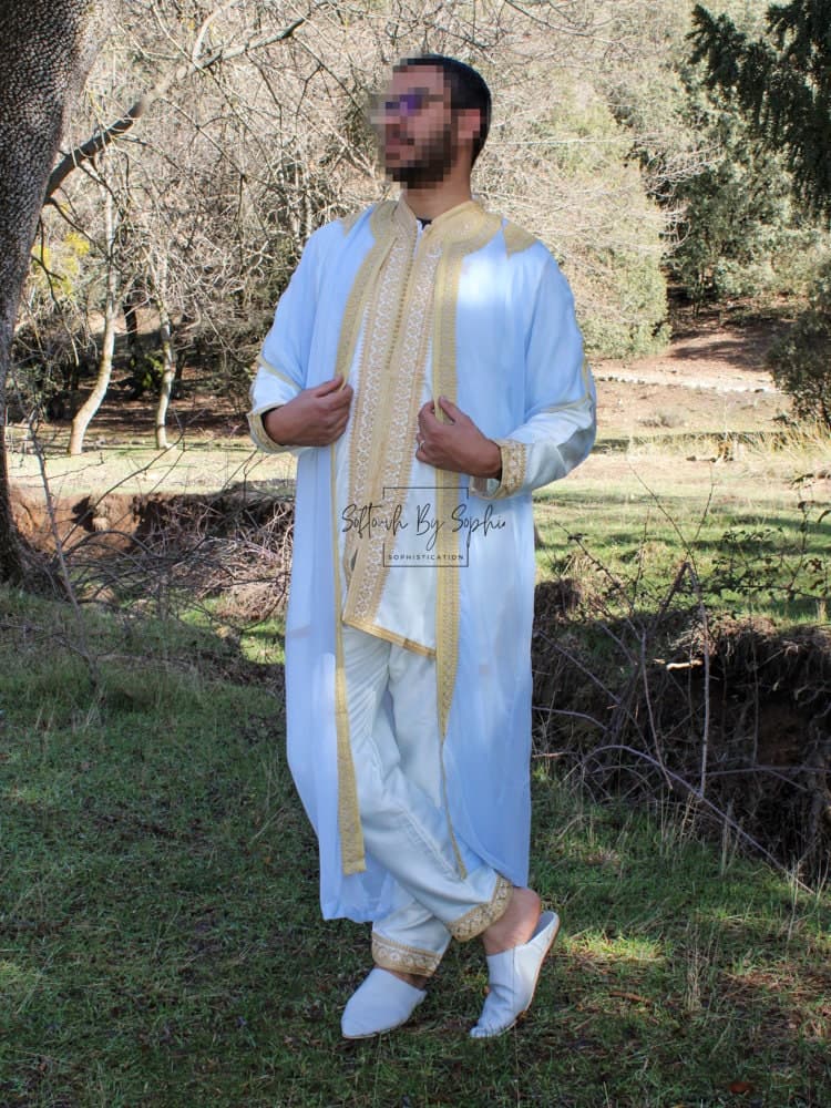 Moroccan Jabador Men: 3-Piece Kaftan Wedding Outfit