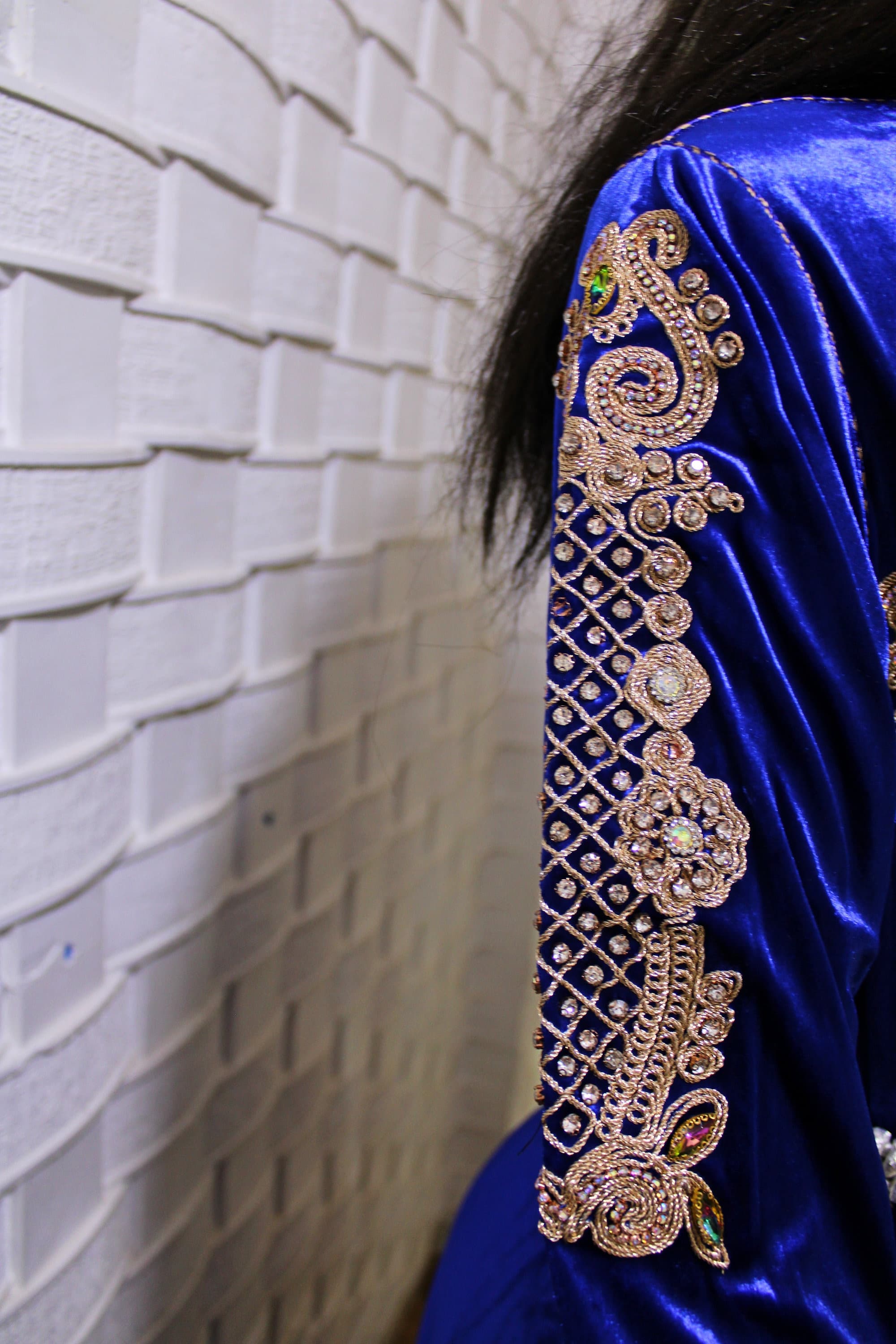 Bridal takchita for wedding,Moroccan velvet kaftan ,Royal embroidered caftan dress ,velvet evening gown - image 3