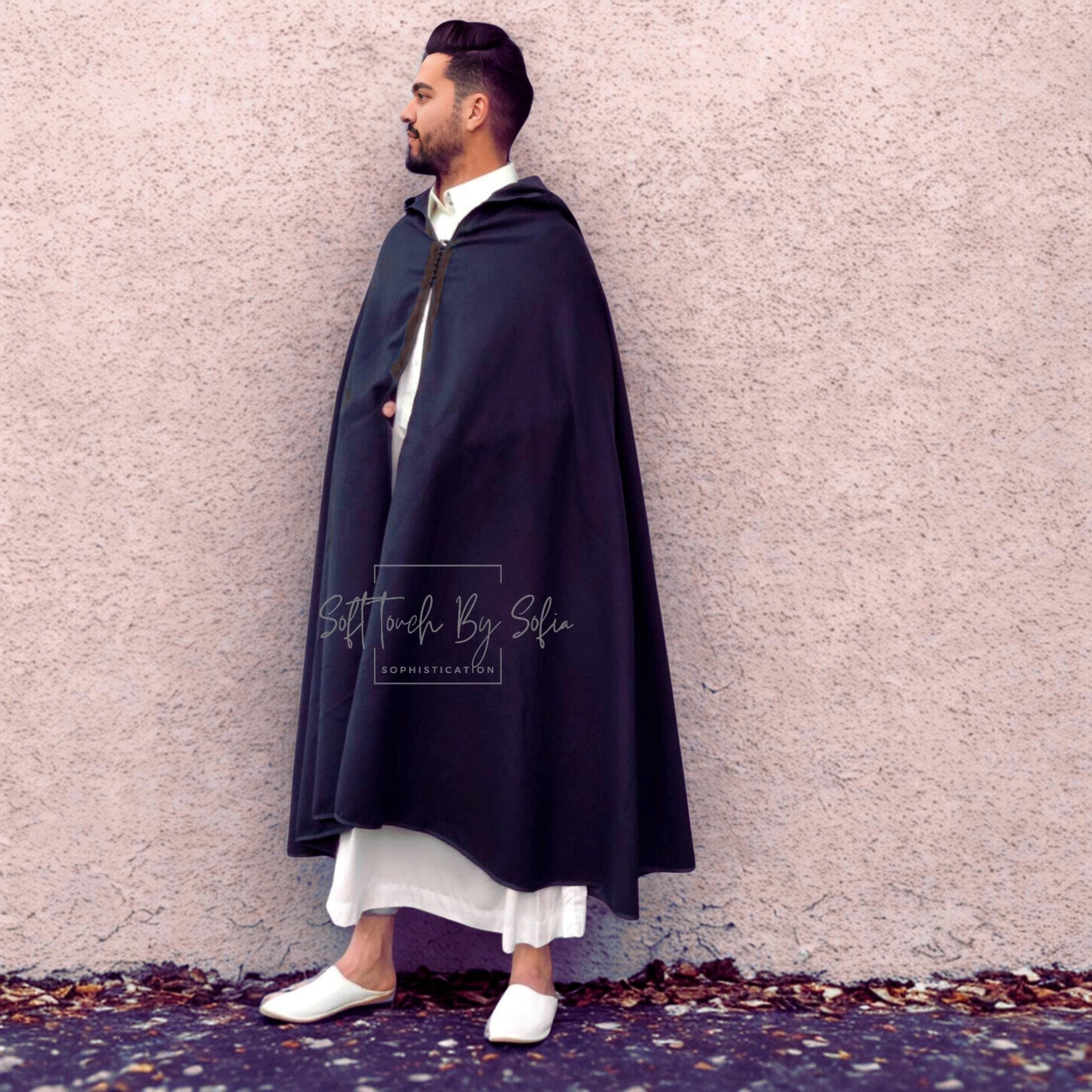 hooded winter cloak , selham, black cloak with hood ,Moroccan burnous