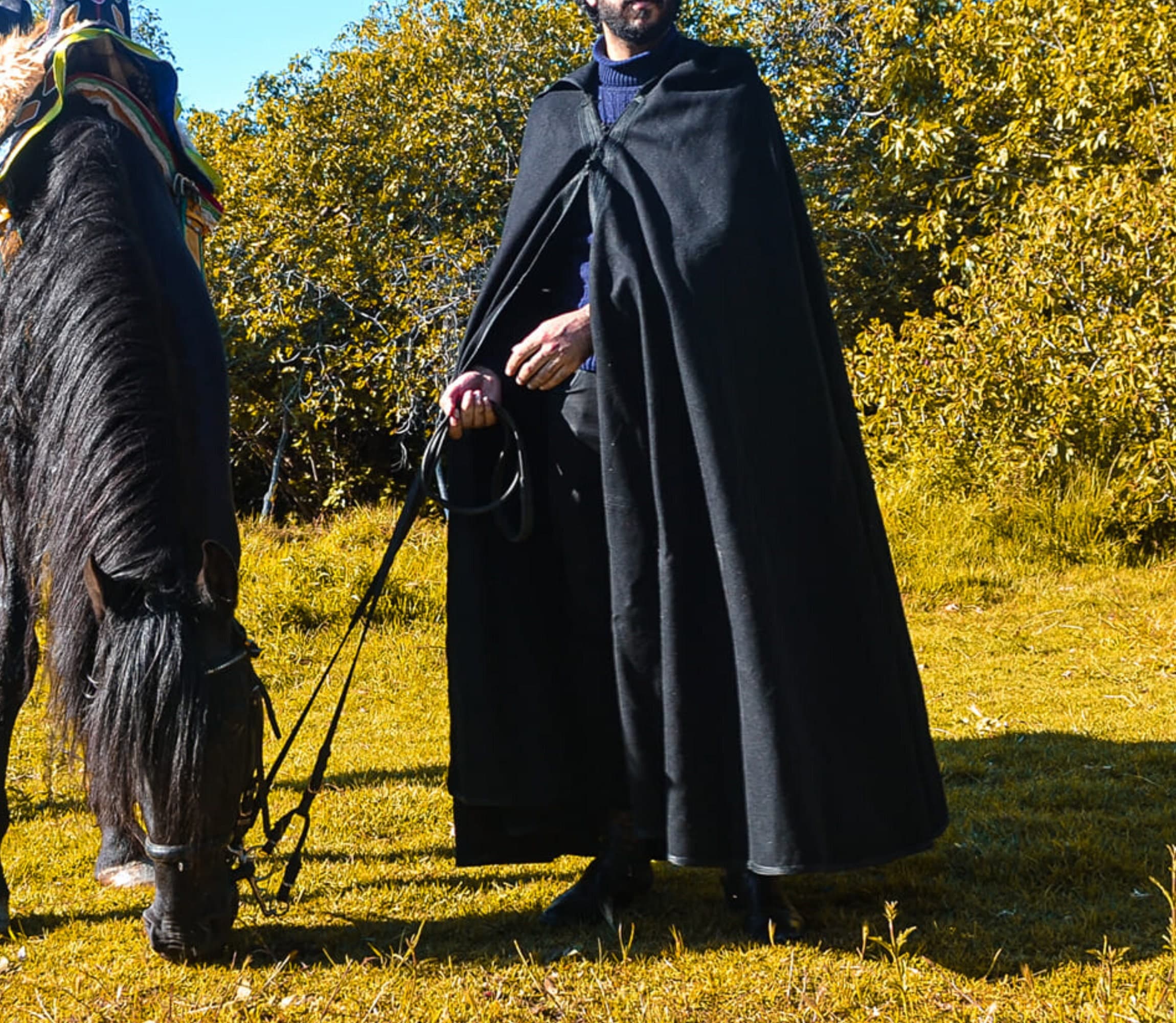 hooded winter cloak , selham, black cloak with hood ,Moroccan burnous