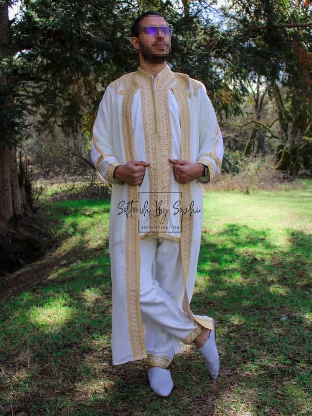 jabador , 3 pieces Moroccan kaftan for men ,wedding outfit - image 3