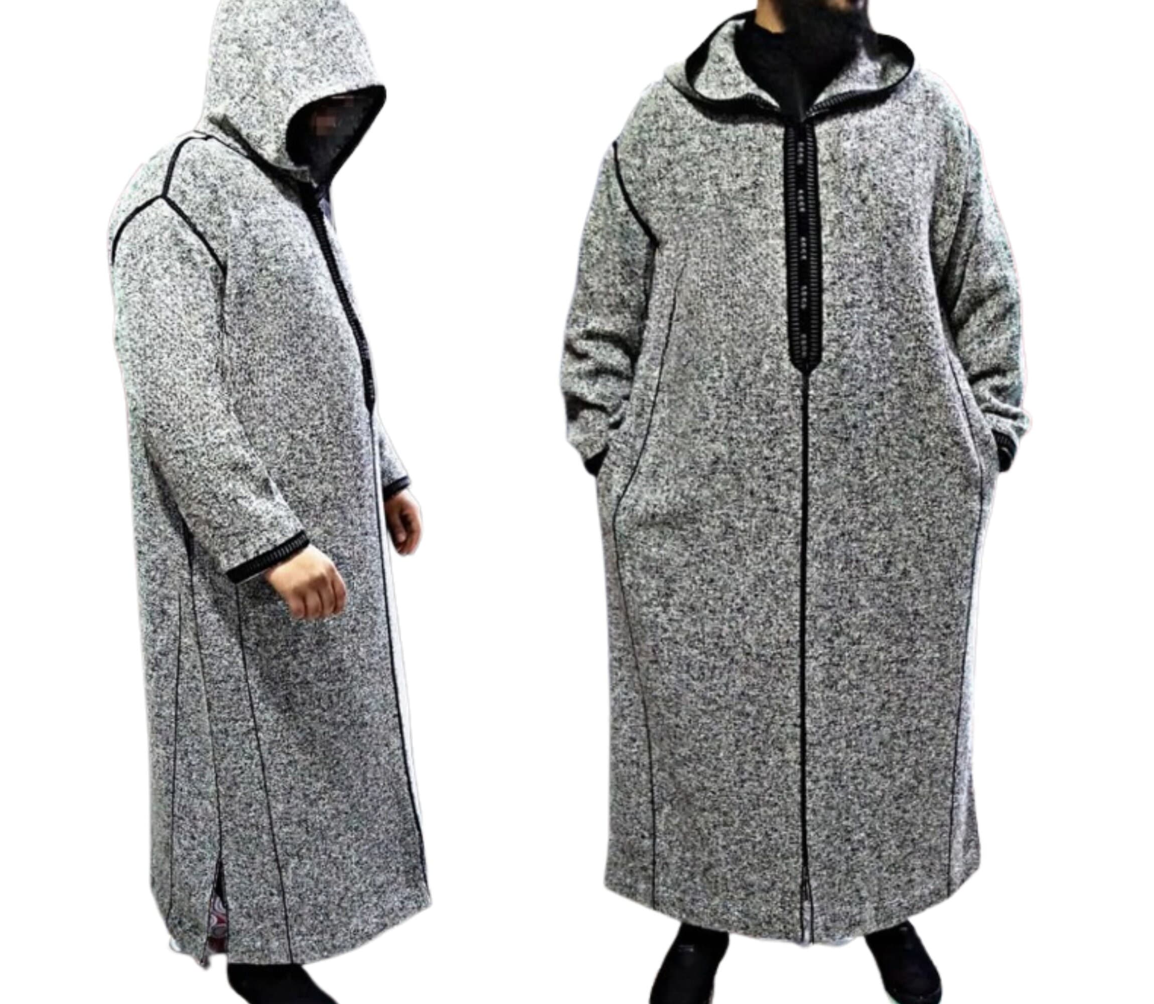 Moroccan winter thobe,thick wool djellaba ,hooded coat men